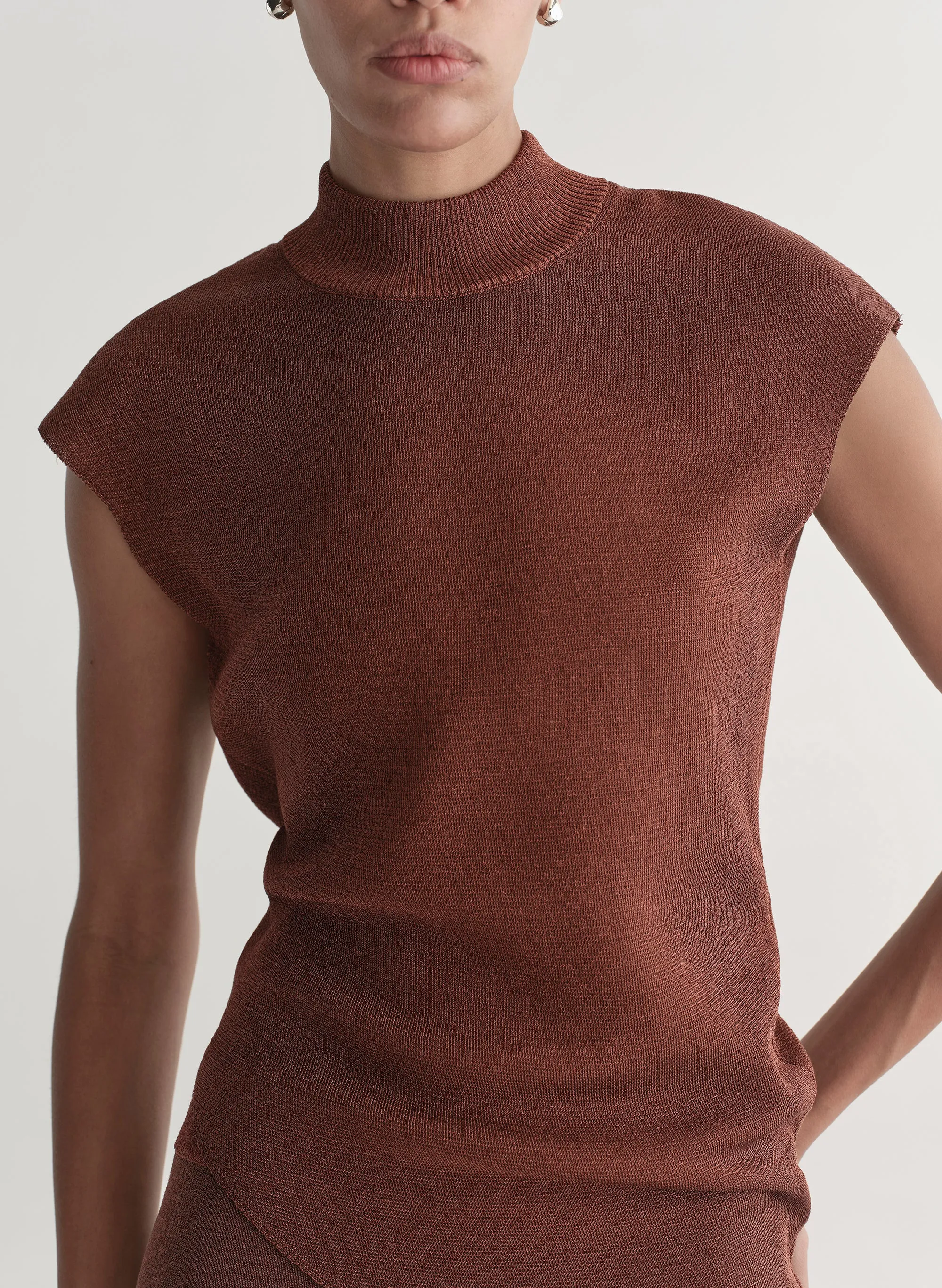 Edith Metallic Knit Asymmetric Top sold by A.L.C. product image thumbnail 2