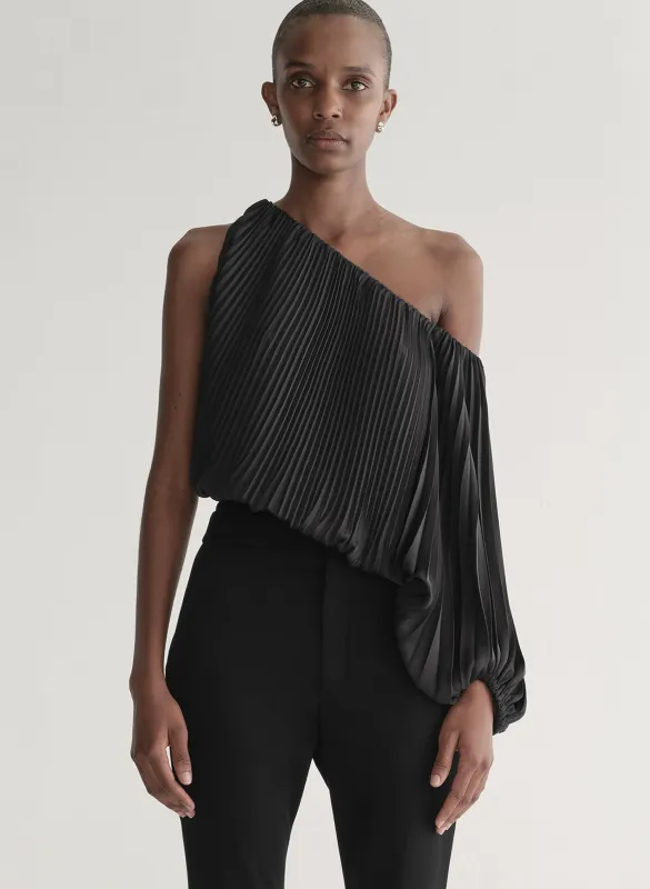 Mara Satin Pleated Asymmetric Top sold by A.L.C.