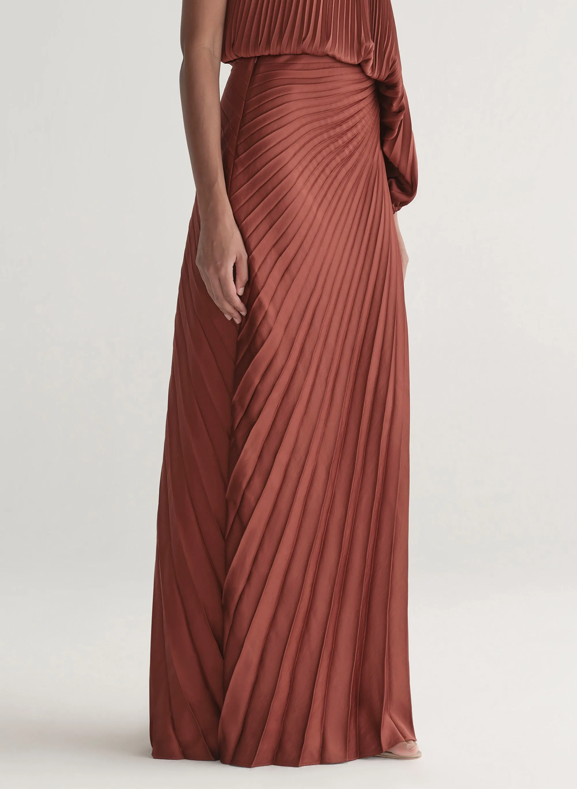 Bianca Satin Pleated Maxi Skirt sold by A.L.C. product image thumbnail 4