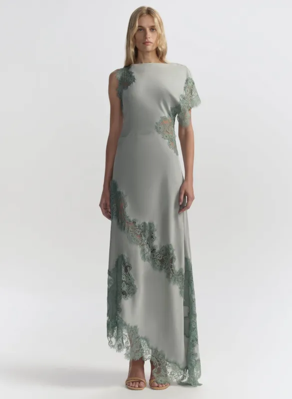 Alessia Textured Satin and Lace Maxi Dress sold by A.L.C.