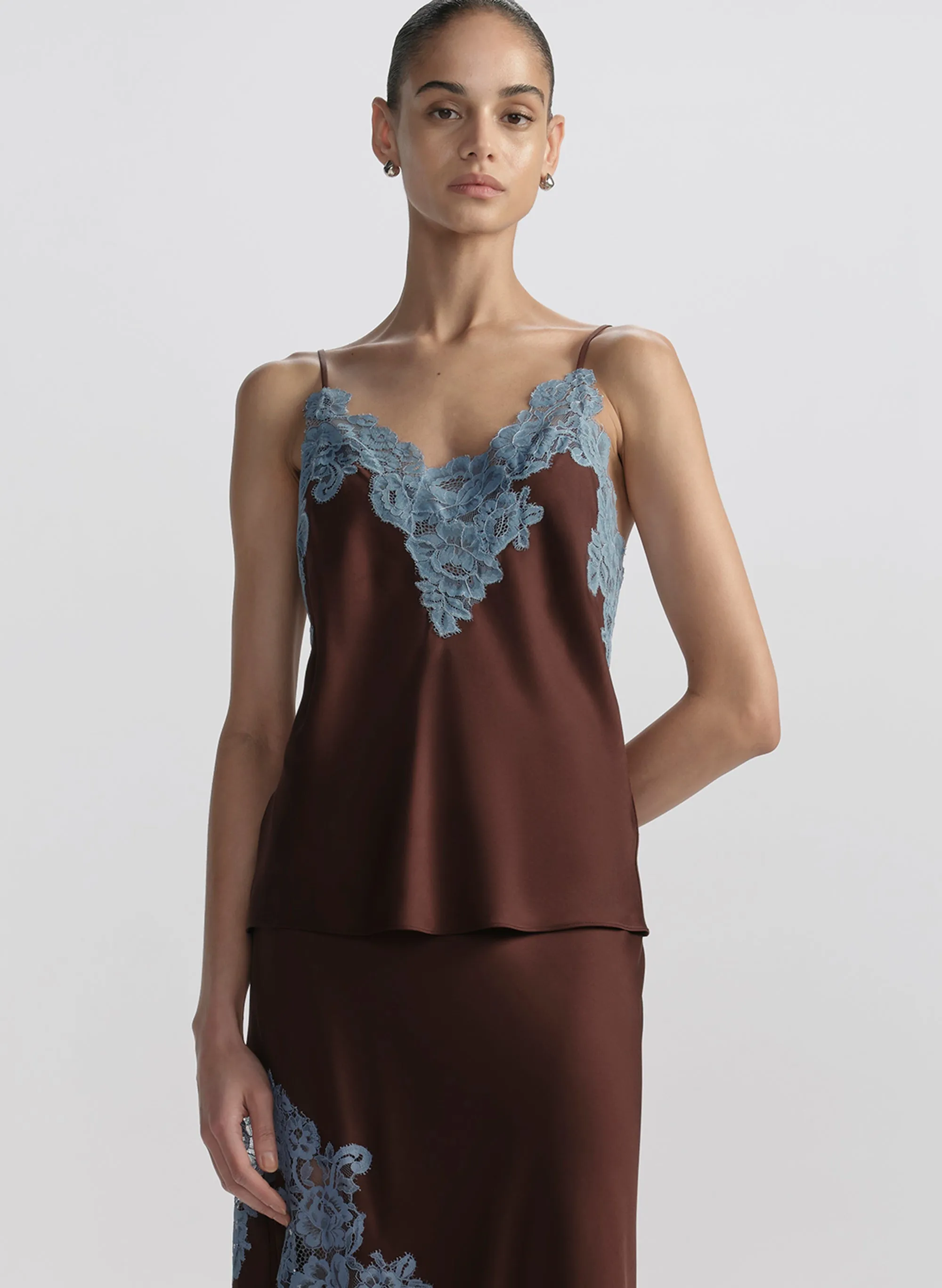 Hana Satin and Lace Camisole Top sold by A.L.C.