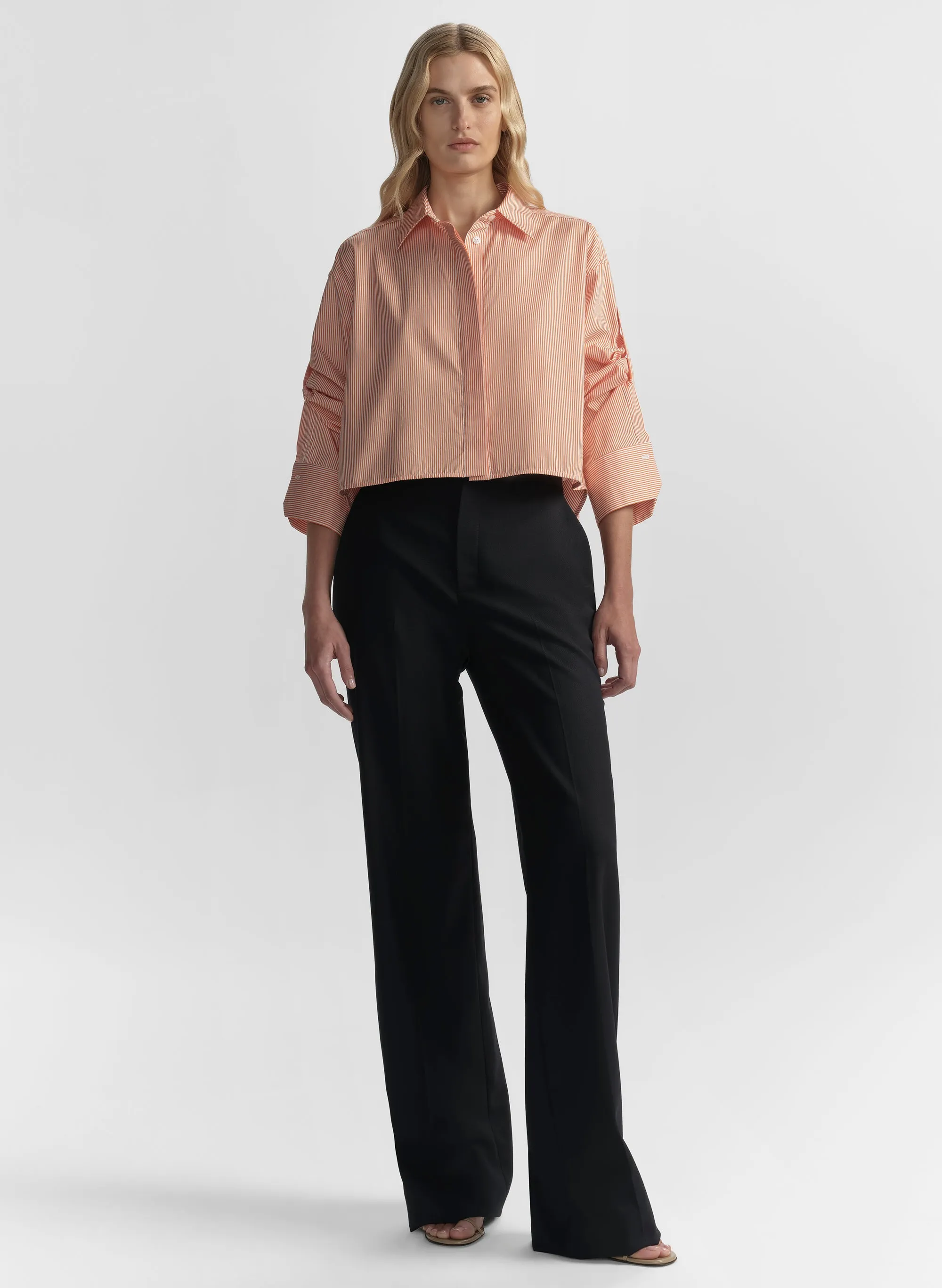 Maude Cropped Cotton Stripe Shirt sold by A.L.C. product image thumbnail 4