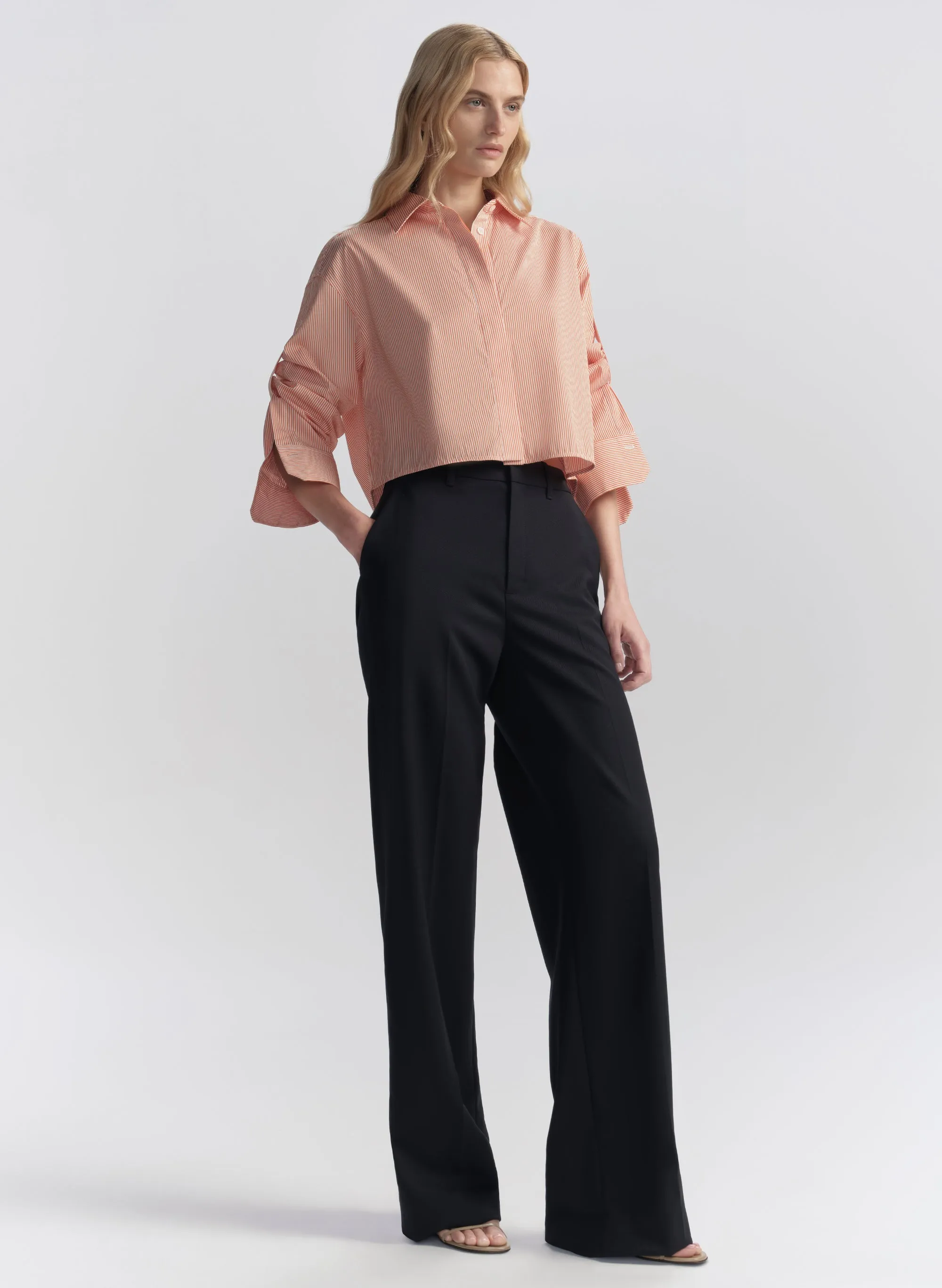 Maude Cropped Cotton Stripe Shirt sold by A.L.C. product image thumbnail 3