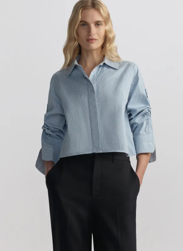 Maude Cropped Cotton Stripe Shirt made by A.L.C.