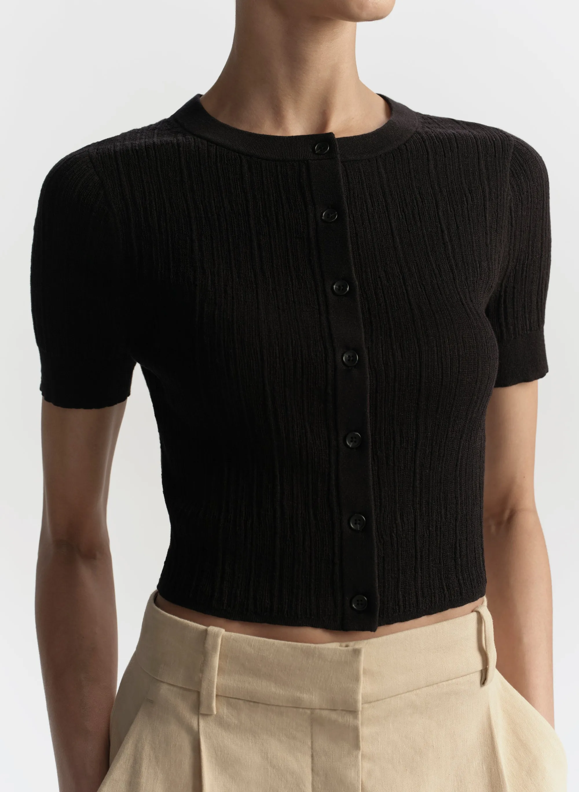 Lottie Fine Cotton Cropped Cardigan sold by A.L.C. product image thumbnail 2