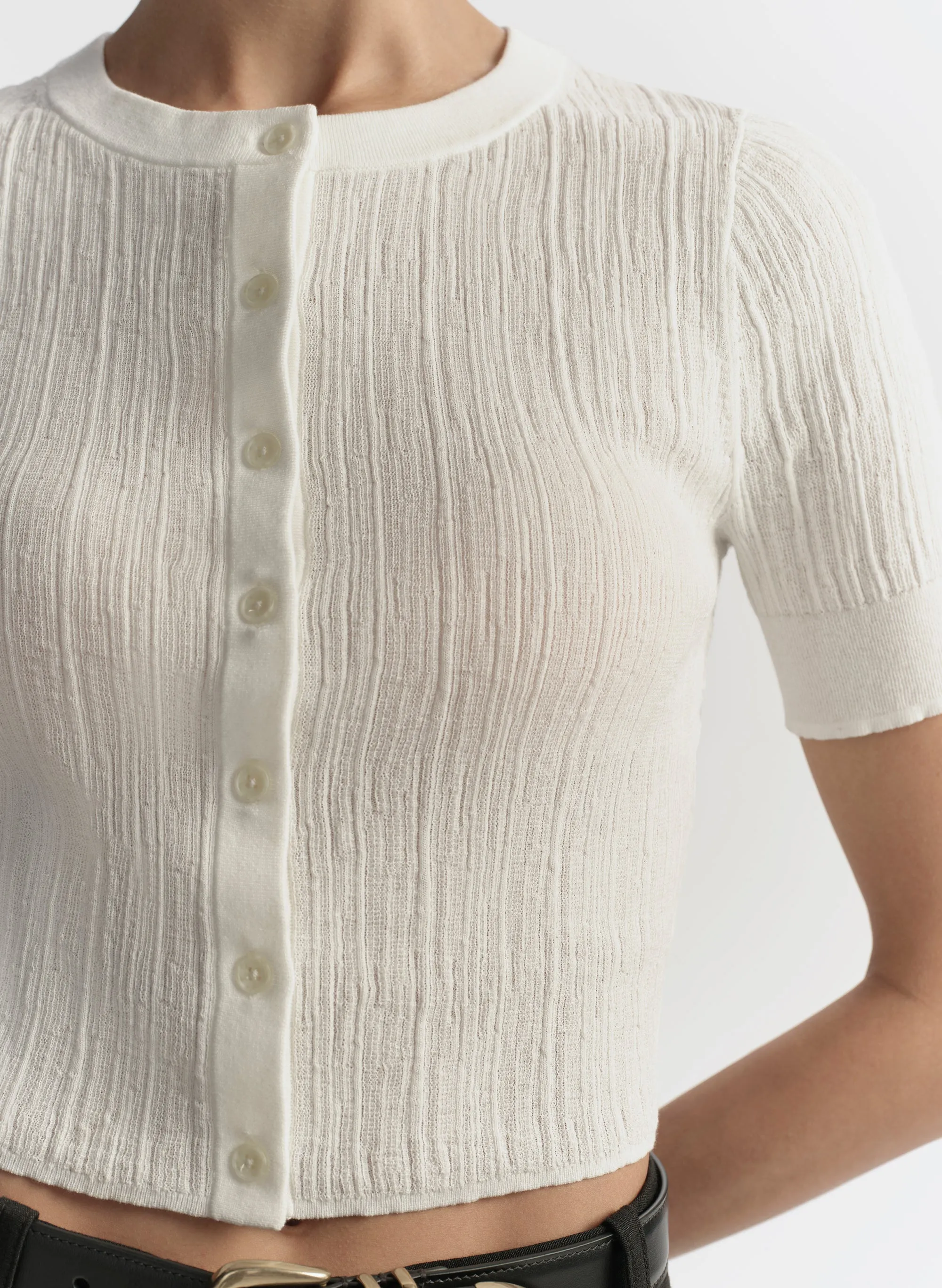 Lottie Fine Cotton Cropped Cardigan sold by A.L.C. product image thumbnail 2