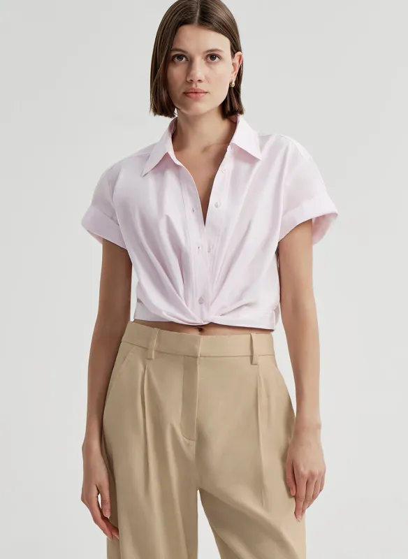 Lily Short Sleeve Cropped Cotton Shirt made by A.L.C.