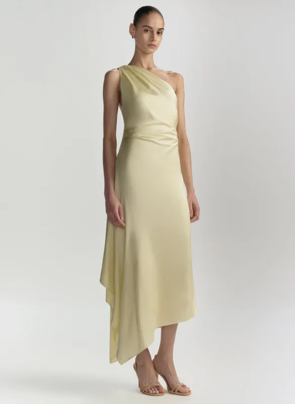 Lyn Satin One Shoulder Midi Dress made by A.L.C.