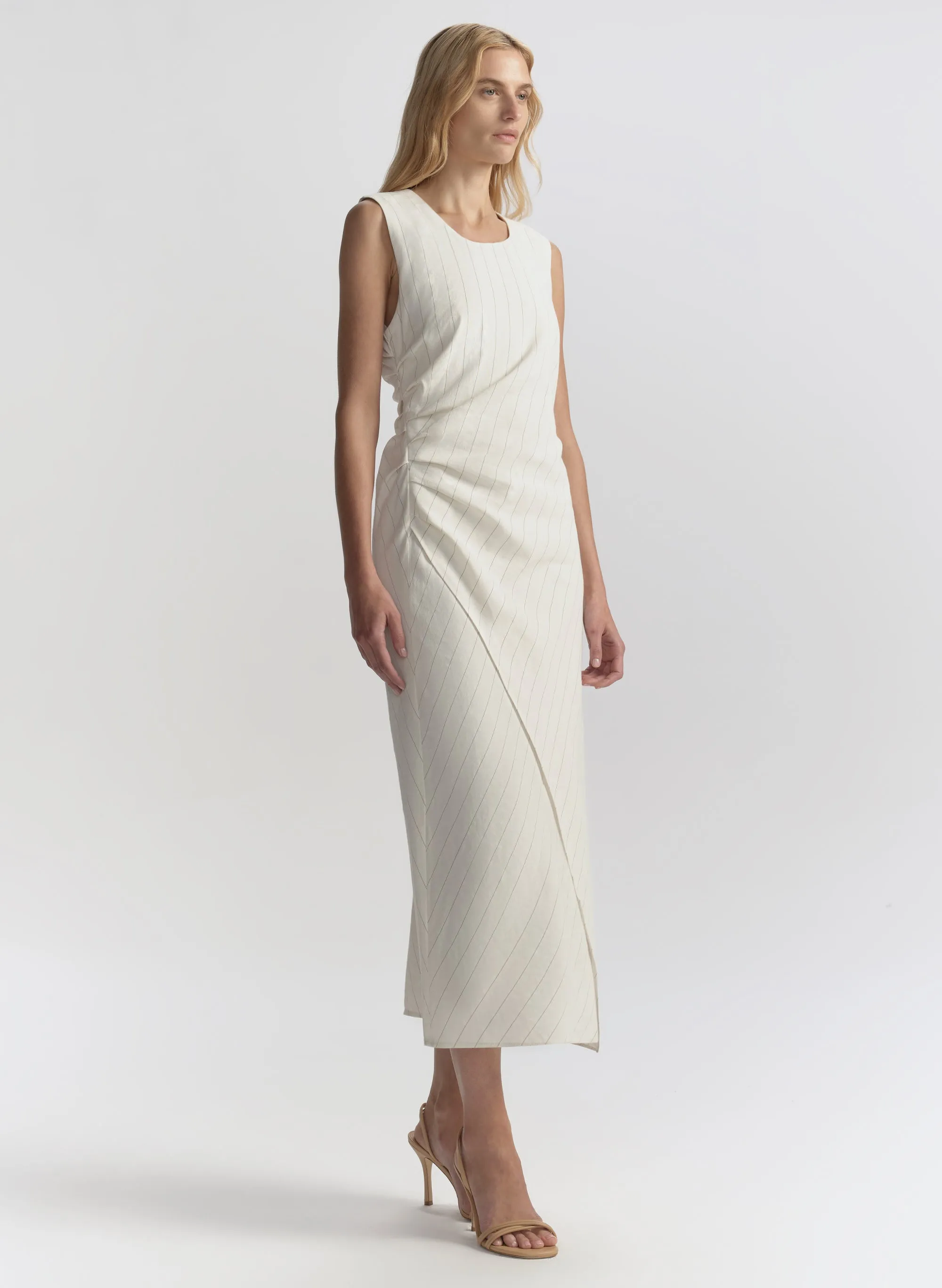 Caroline Linen Pinstripe Midi Dress sold by A.L.C. product image thumbnail 3