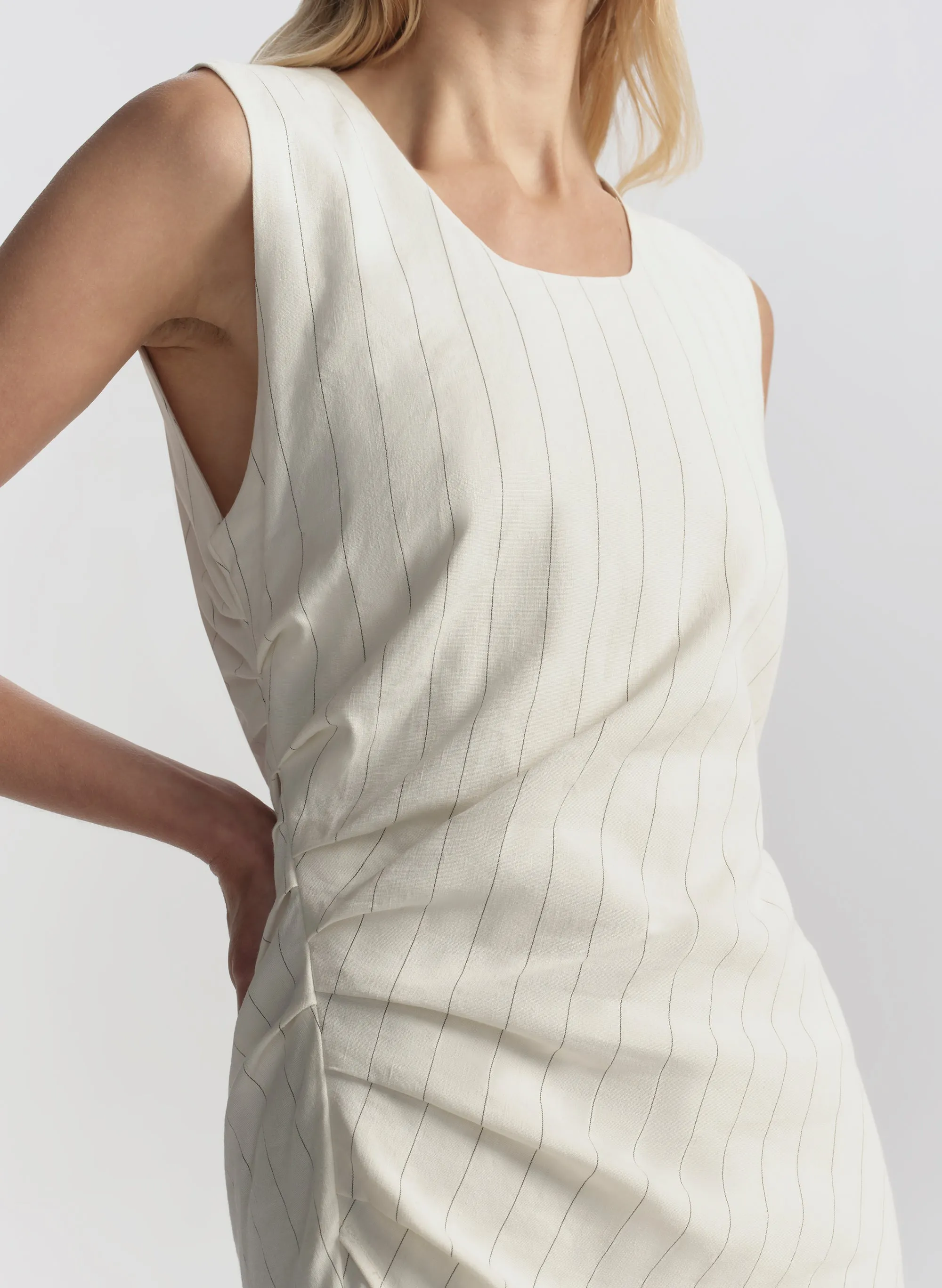 Caroline Linen Pinstripe Midi Dress sold by A.L.C. product image thumbnail 2