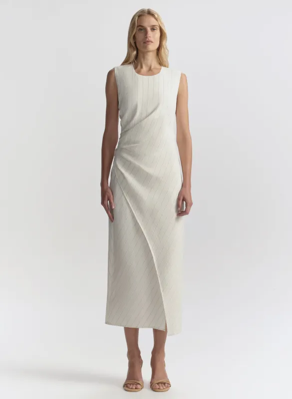 Caroline Linen Pinstripe Midi Dress made by A.L.C.