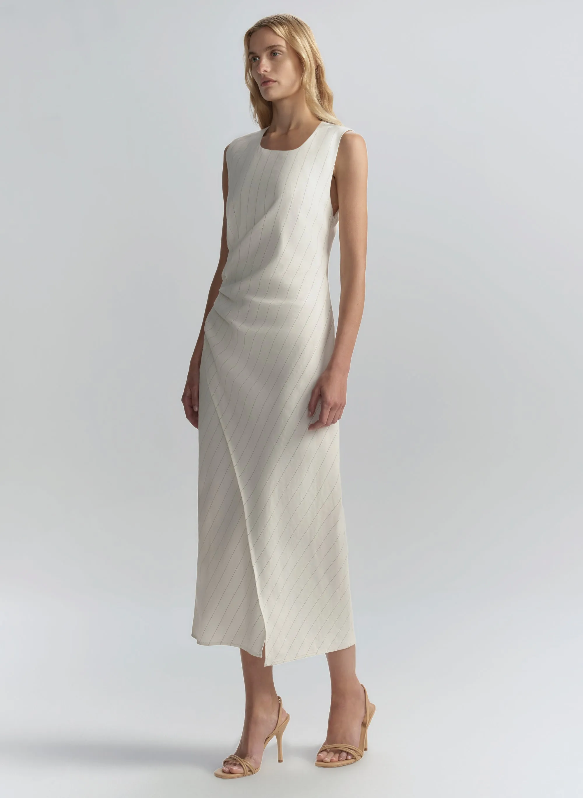 Caroline Linen Pinstripe Midi Dress sold by A.L.C. product image thumbnail 4