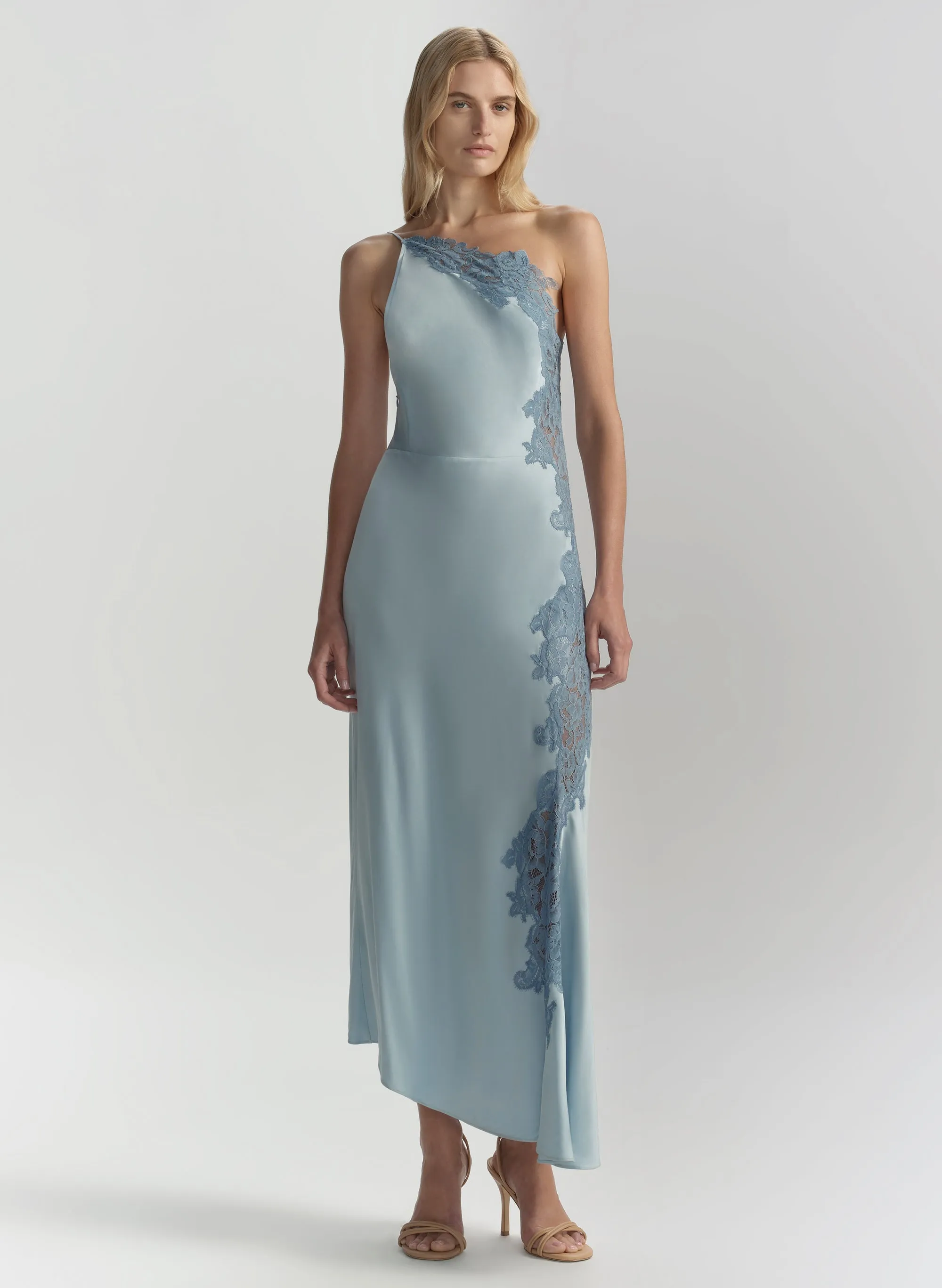 Lou Satin and Lace Midi Dress sold by A.L.C.