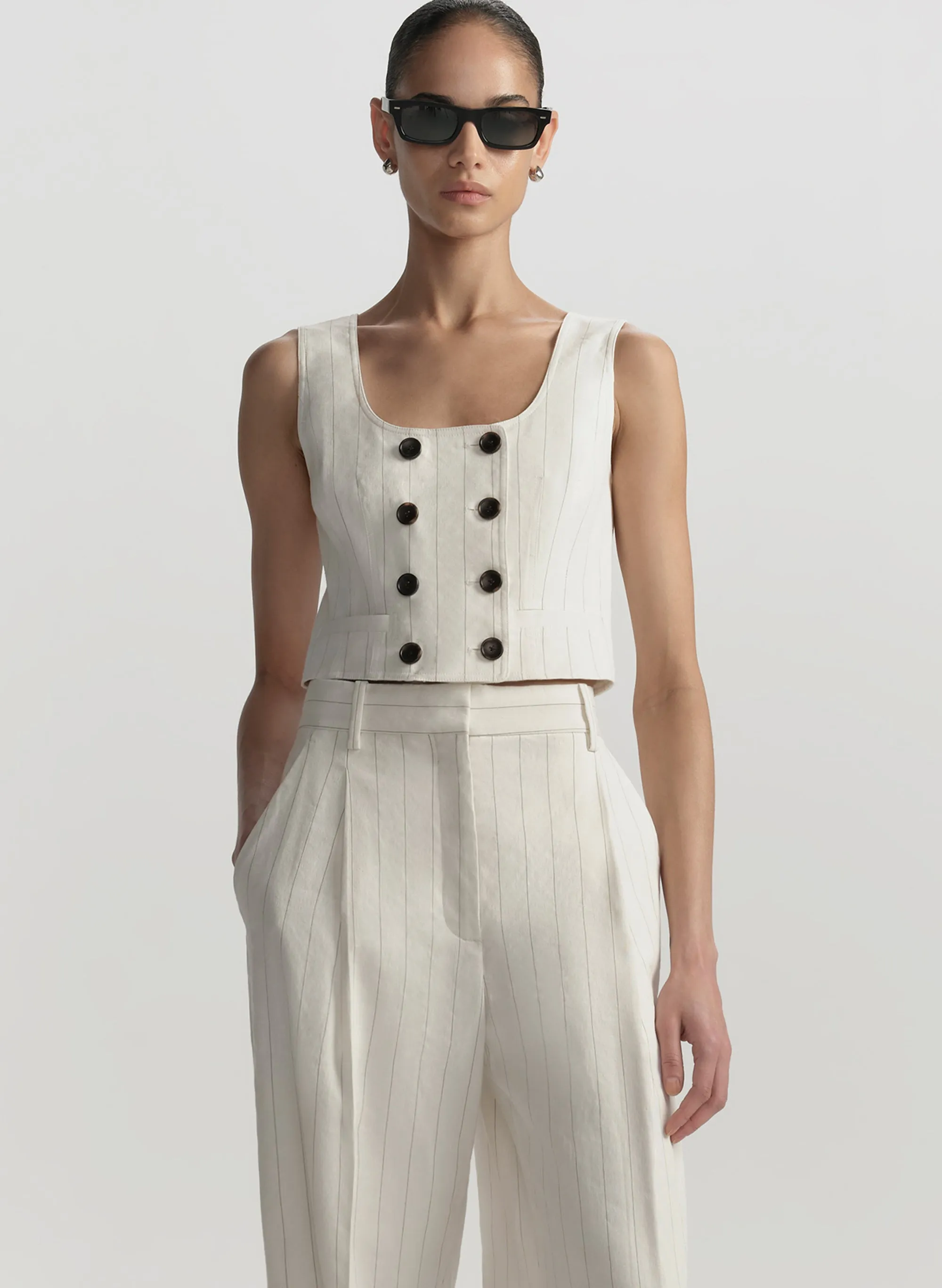 Darcy Linen Pinstripe Top sold by A.L.C.