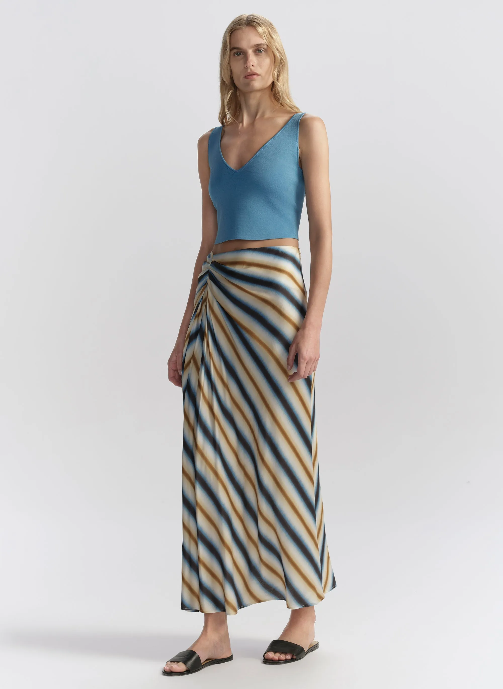 Jean Striped Midi Skirt sold by A.L.C. product image thumbnail 4