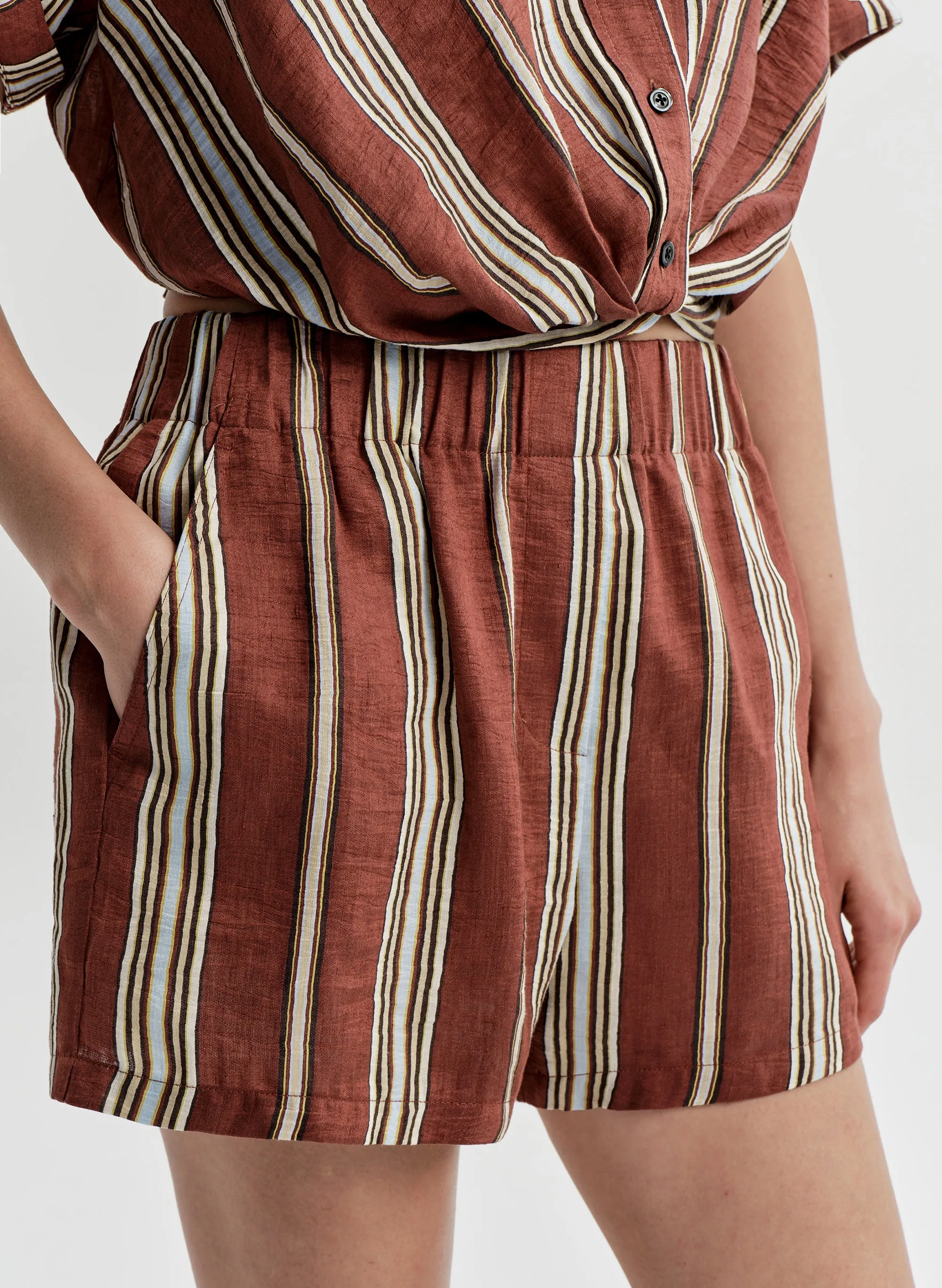 Casey Striped Linen Short sold by A.L.C. product image thumbnail 2