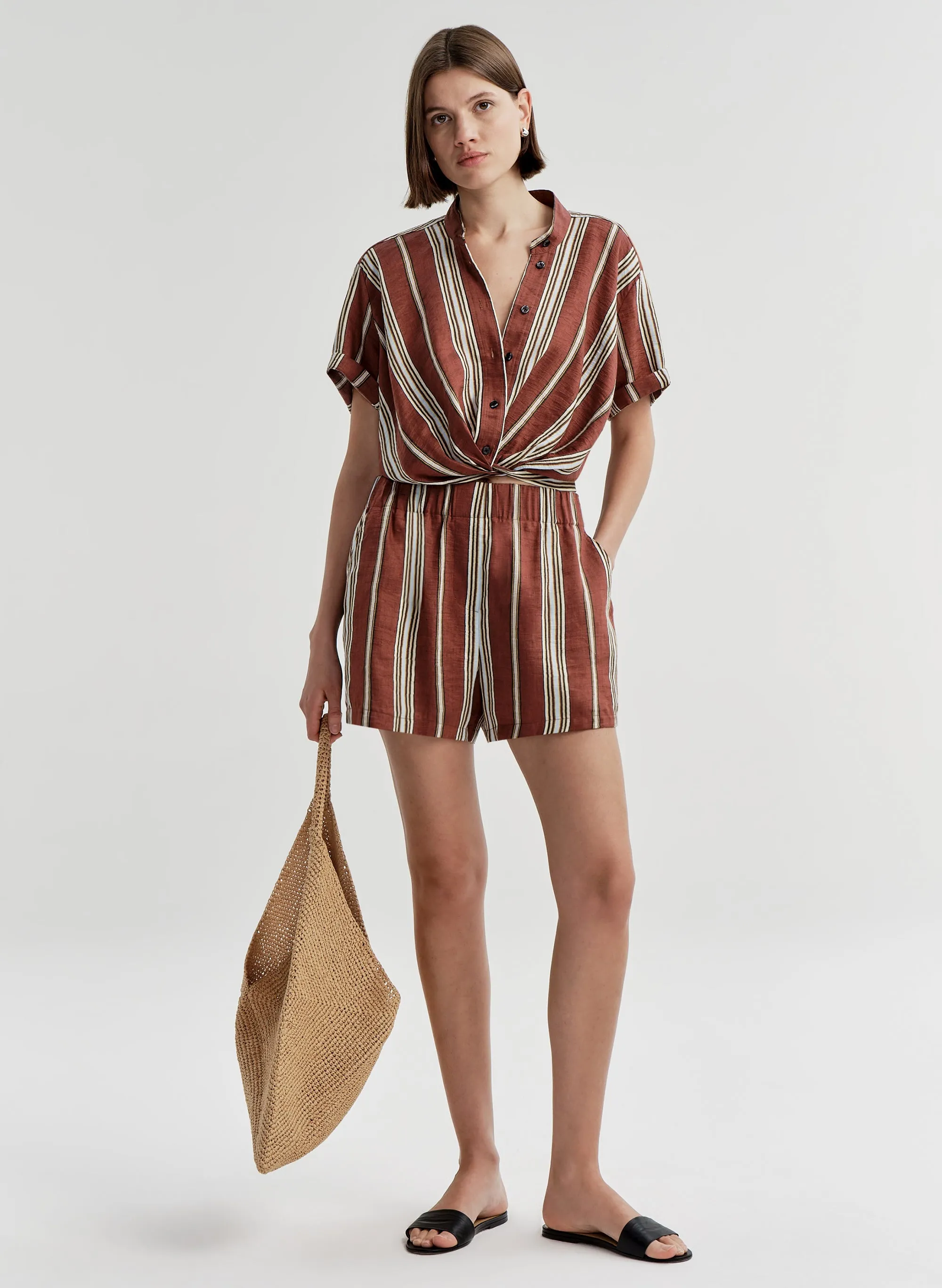 Casey Striped Linen Short sold by A.L.C.