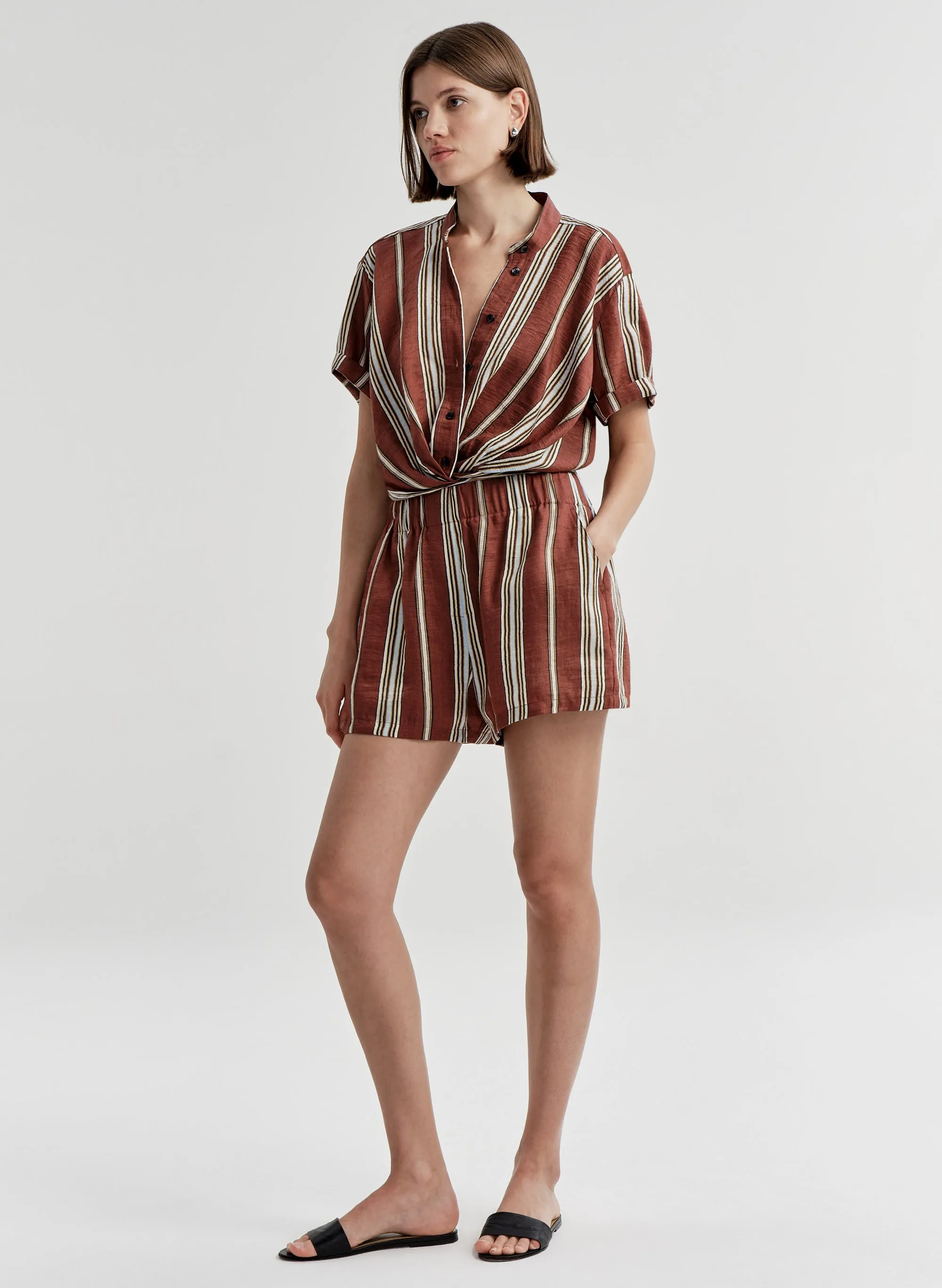 Casey Striped Linen Short sold by A.L.C. product image thumbnail 4