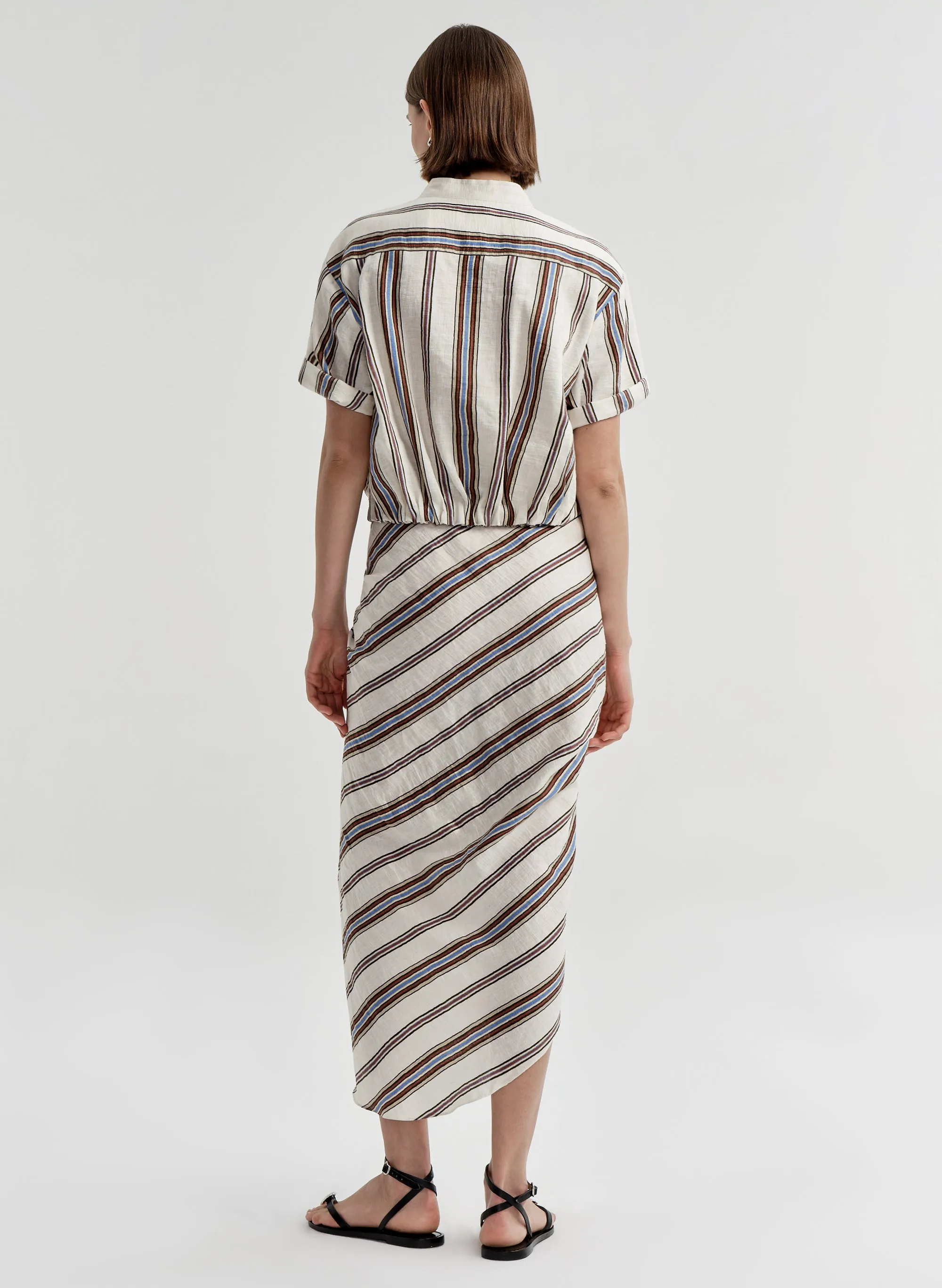 Rhodes Striped Linen Midi Skirt sold by A.L.C. product image thumbnail 5