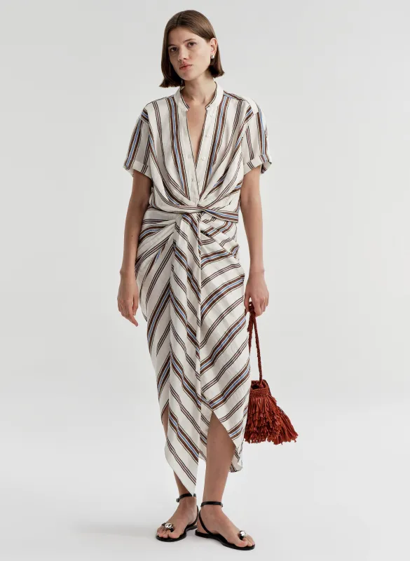 Rhodes Striped Linen Midi Skirt made by A.L.C.