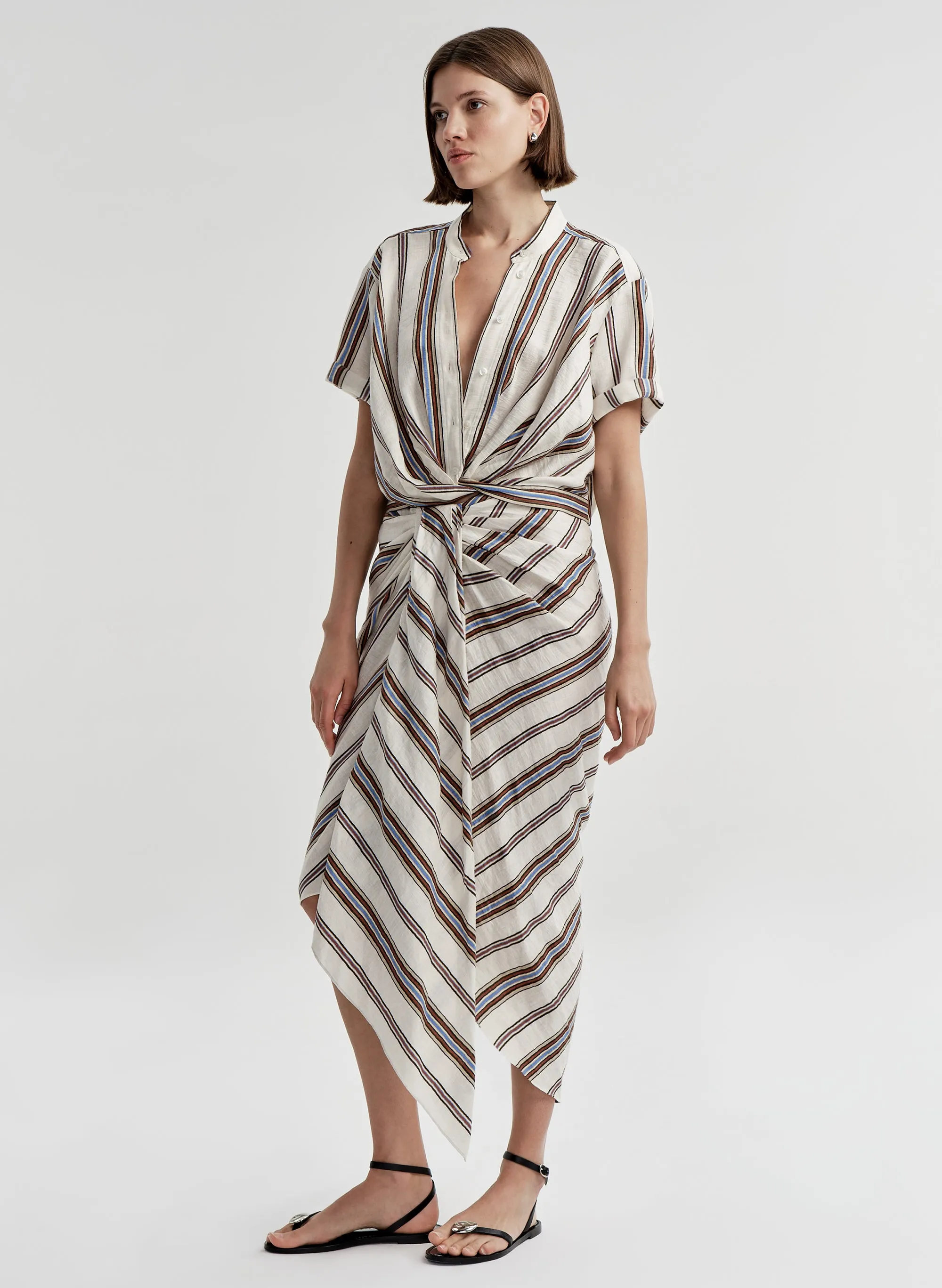 Rhodes Striped Linen Midi Skirt sold by A.L.C. product image thumbnail 4