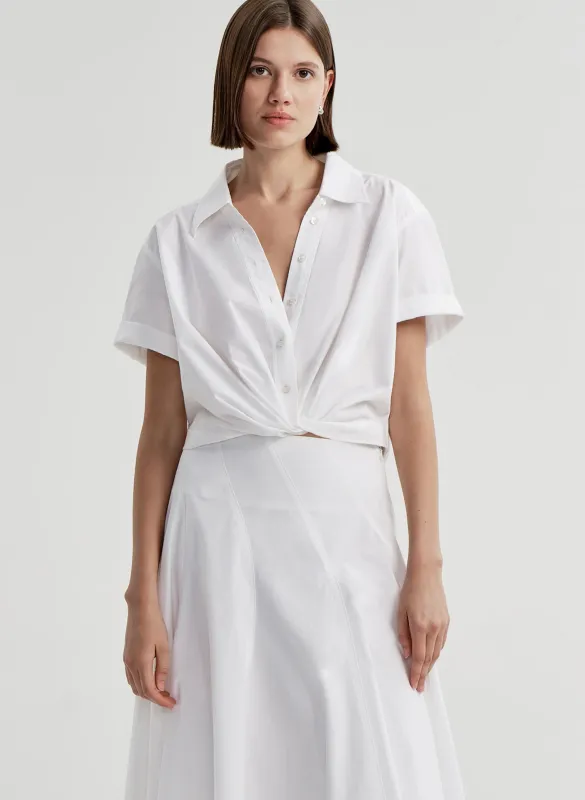 Lily Short Sleeve Cropped Cotton Shirt made by A.L.C.