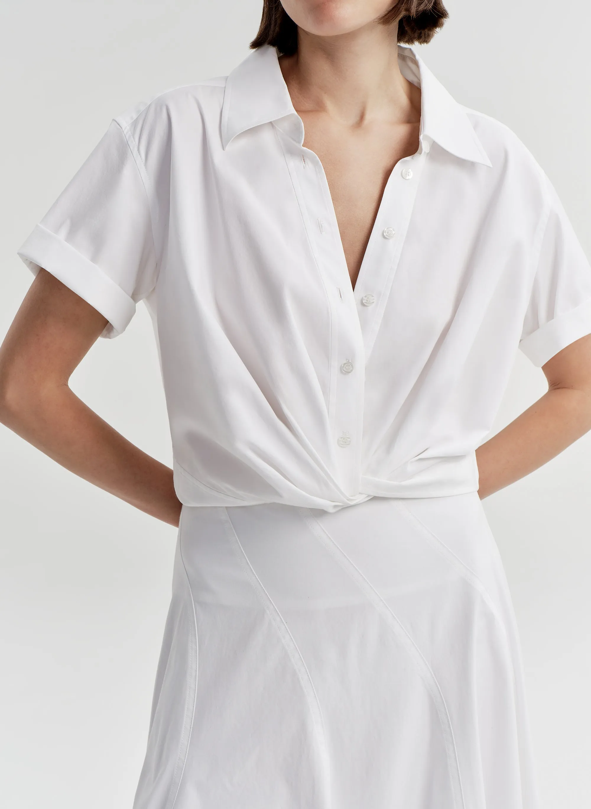 Lily Short Sleeve Cropped Cotton Shirt sold by A.L.C. product image thumbnail 2
