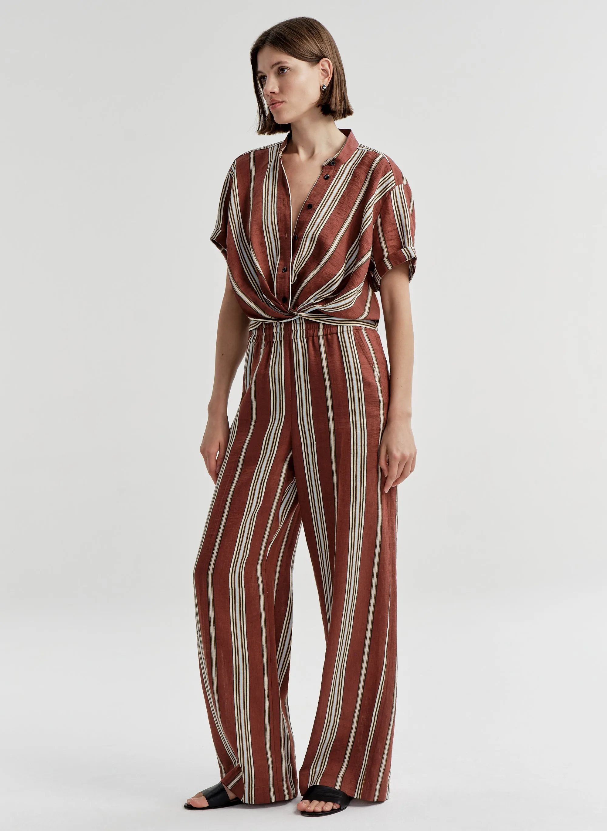 Leonore Short Sleeve Striped Linen Shirt sold by A.L.C. product image thumbnail 4
