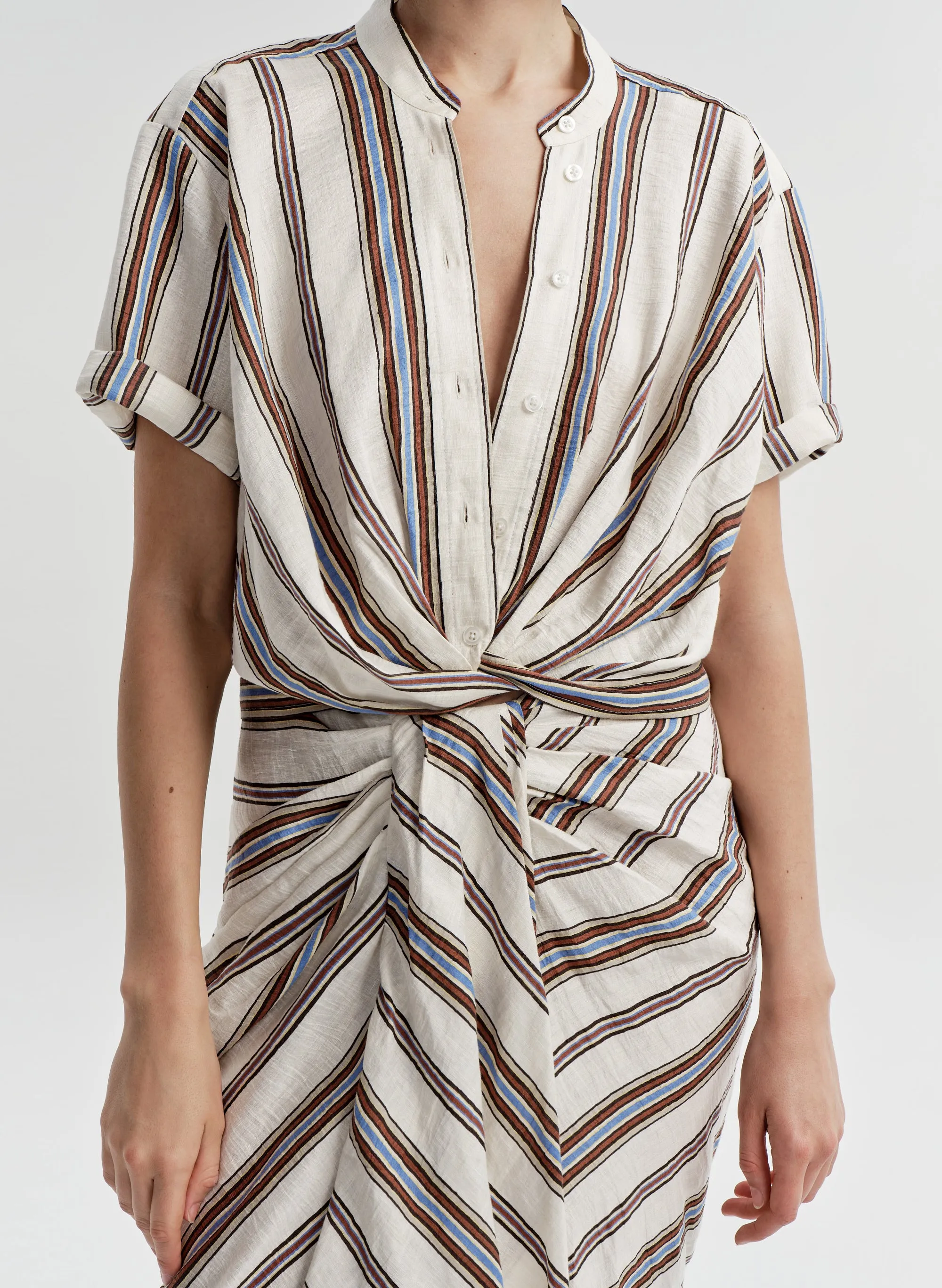 Leonore Short Sleeve Striped Linen Shirt sold by A.L.C. product image thumbnail 2