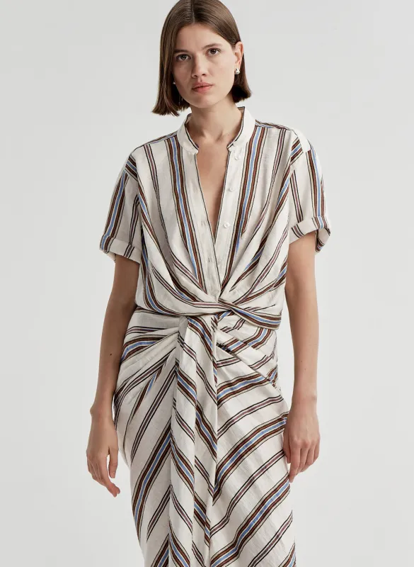 Leonore Short Sleeve Striped Linen Shirt made by A.L.C.