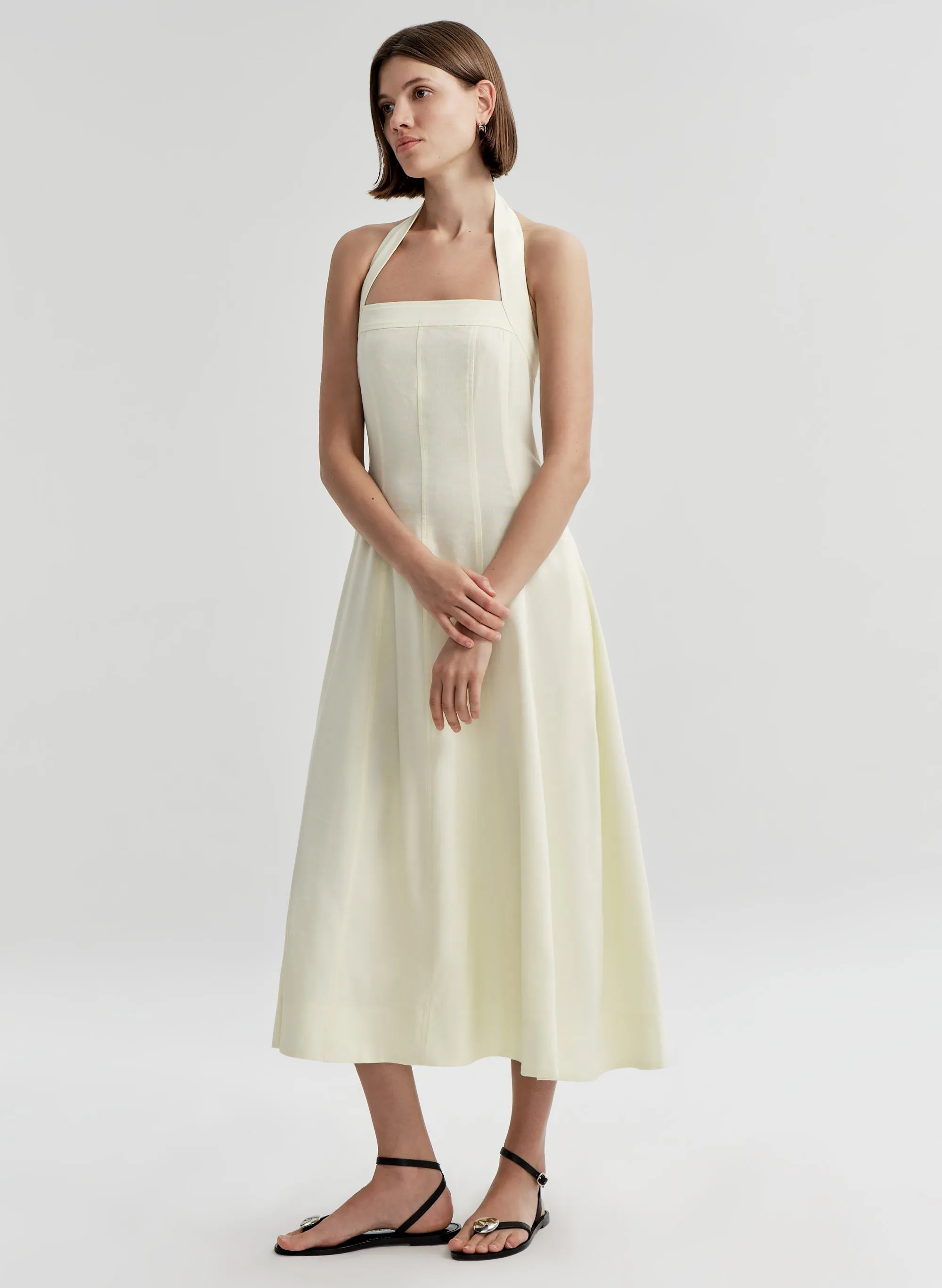 Elinor Linen Midi Halter Dress sold by A.L.C. product image thumbnail 4