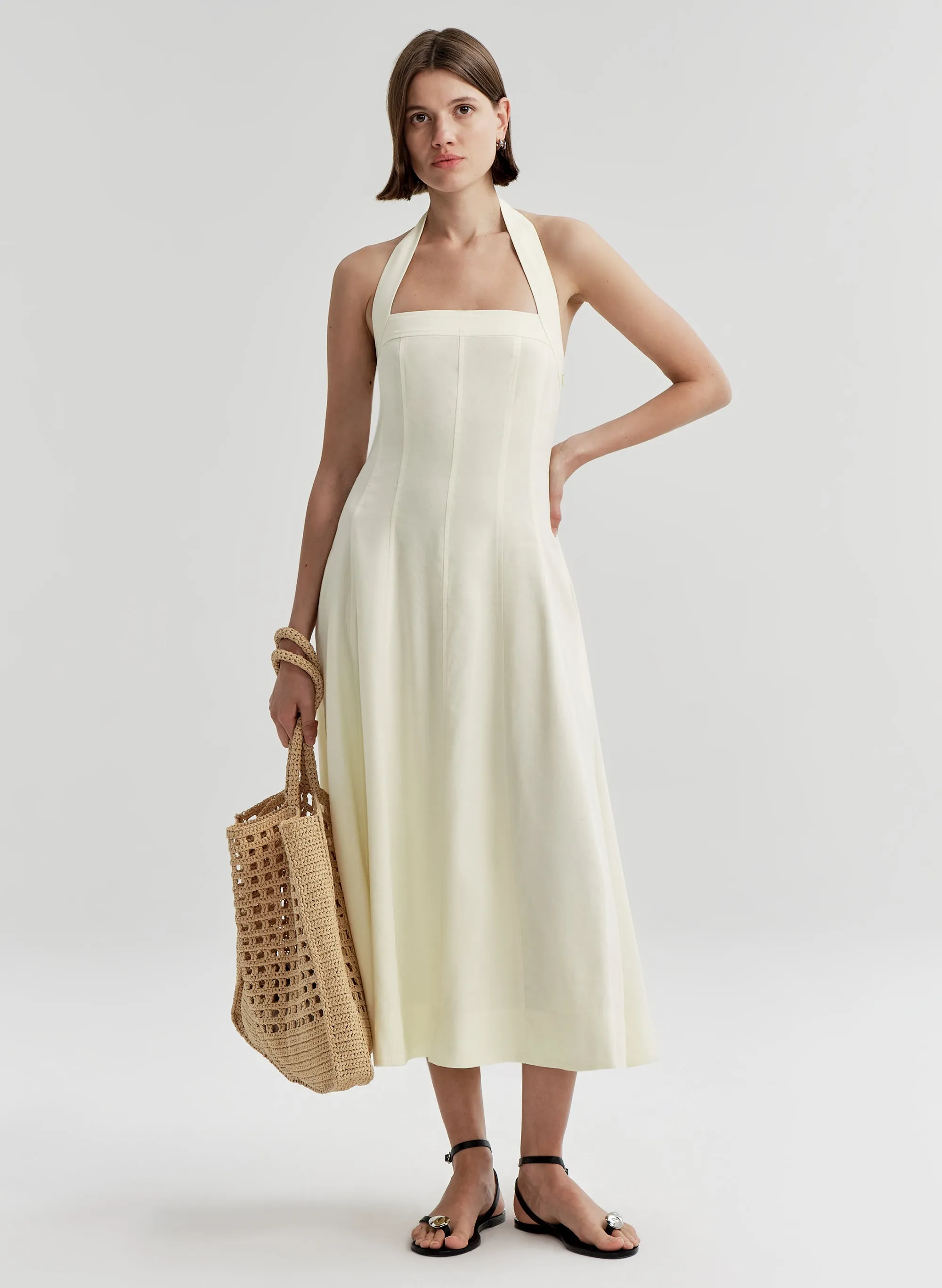 Elinor Linen Midi Halter Dress sold by A.L.C.