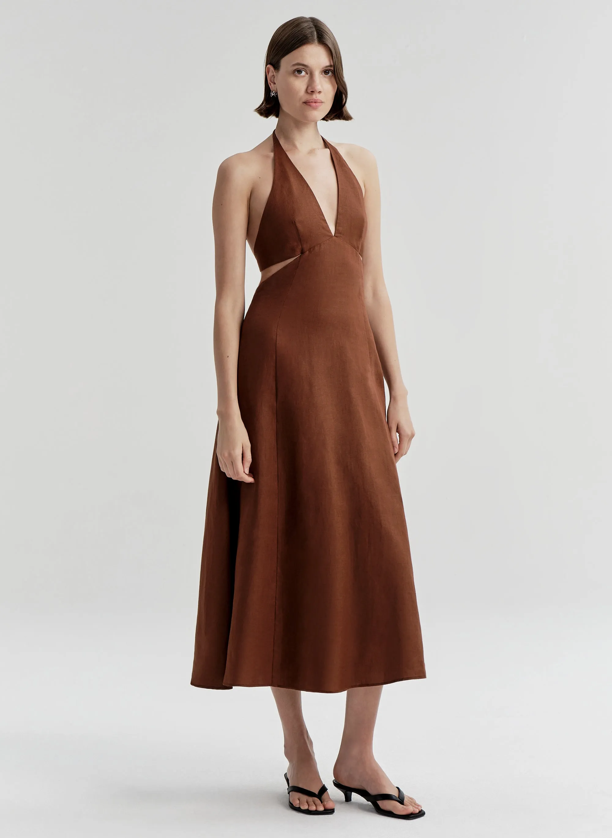 Evelena Tie-Back Linen Midi Dress sold by A.L.C. product image thumbnail 4