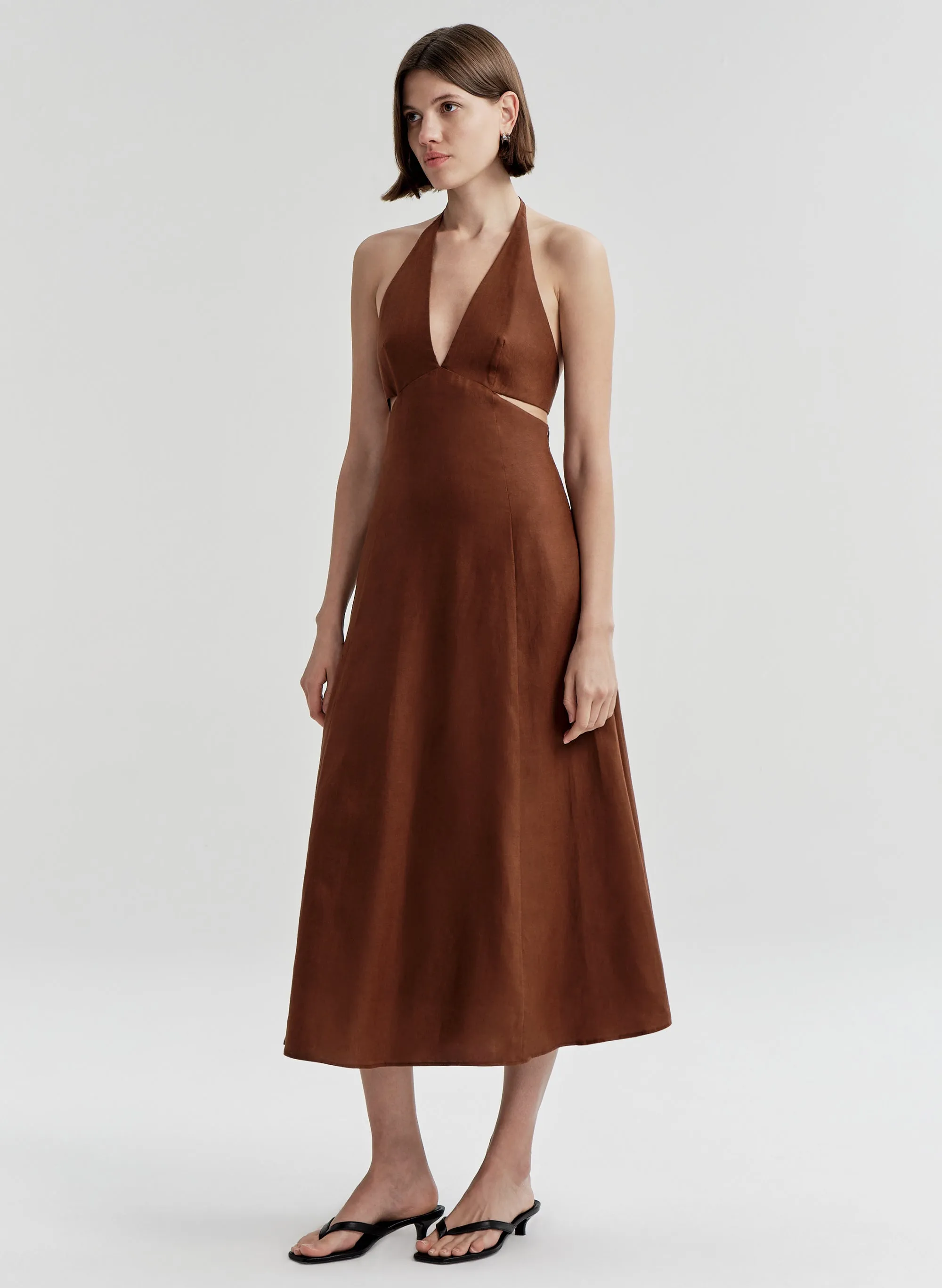 Evelena Tie-Back Linen Midi Dress sold by A.L.C. product image thumbnail 5