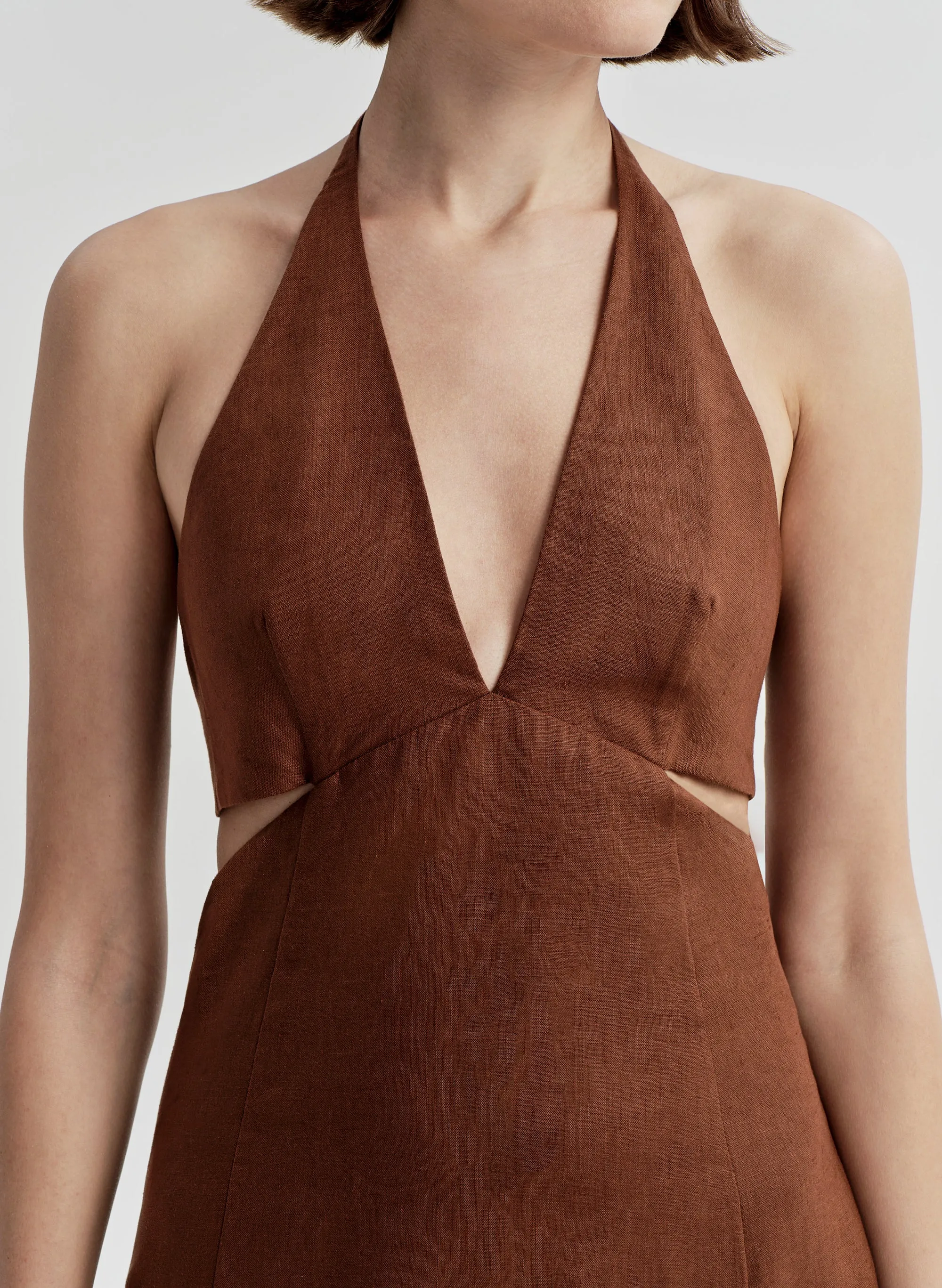 Evelena Tie-Back Linen Midi Dress sold by A.L.C. product image thumbnail 3