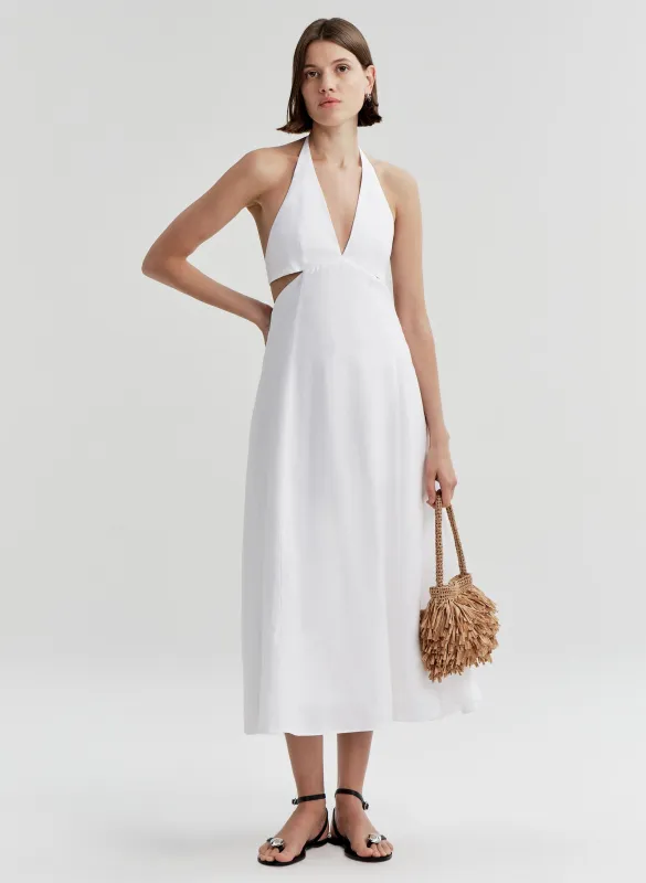 Evelena Tie-Back Linen Midi Dress made by A.L.C.