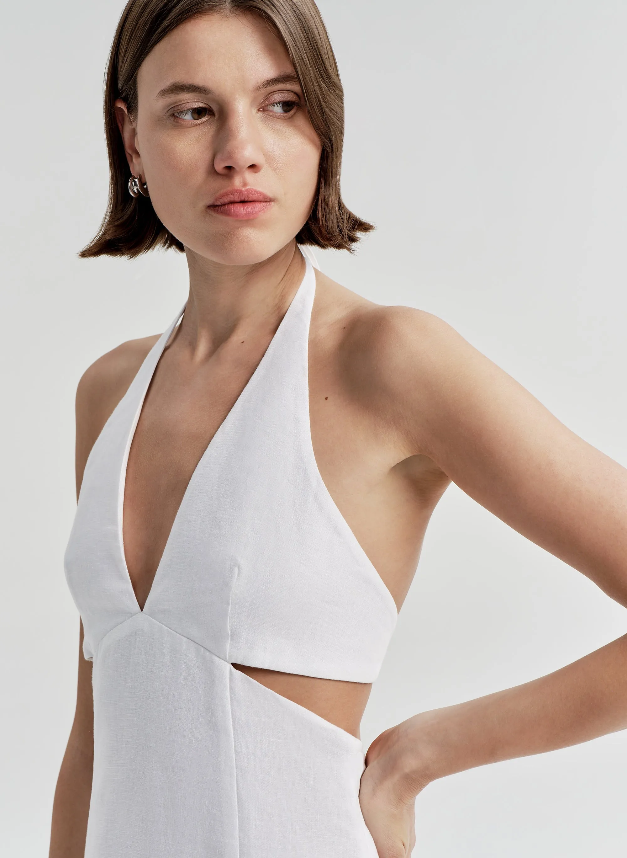 Evelena Tie-Back Linen Midi Dress sold by A.L.C. product image thumbnail 2