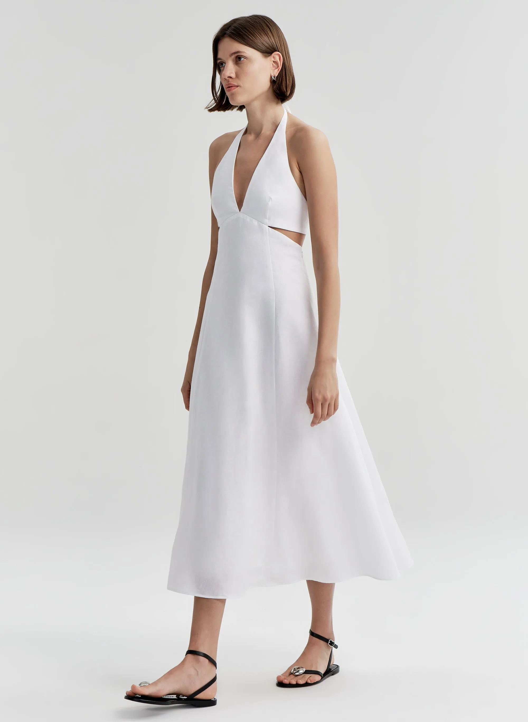 Evelena Tie-Back Linen Midi Dress sold by A.L.C. product image thumbnail 5