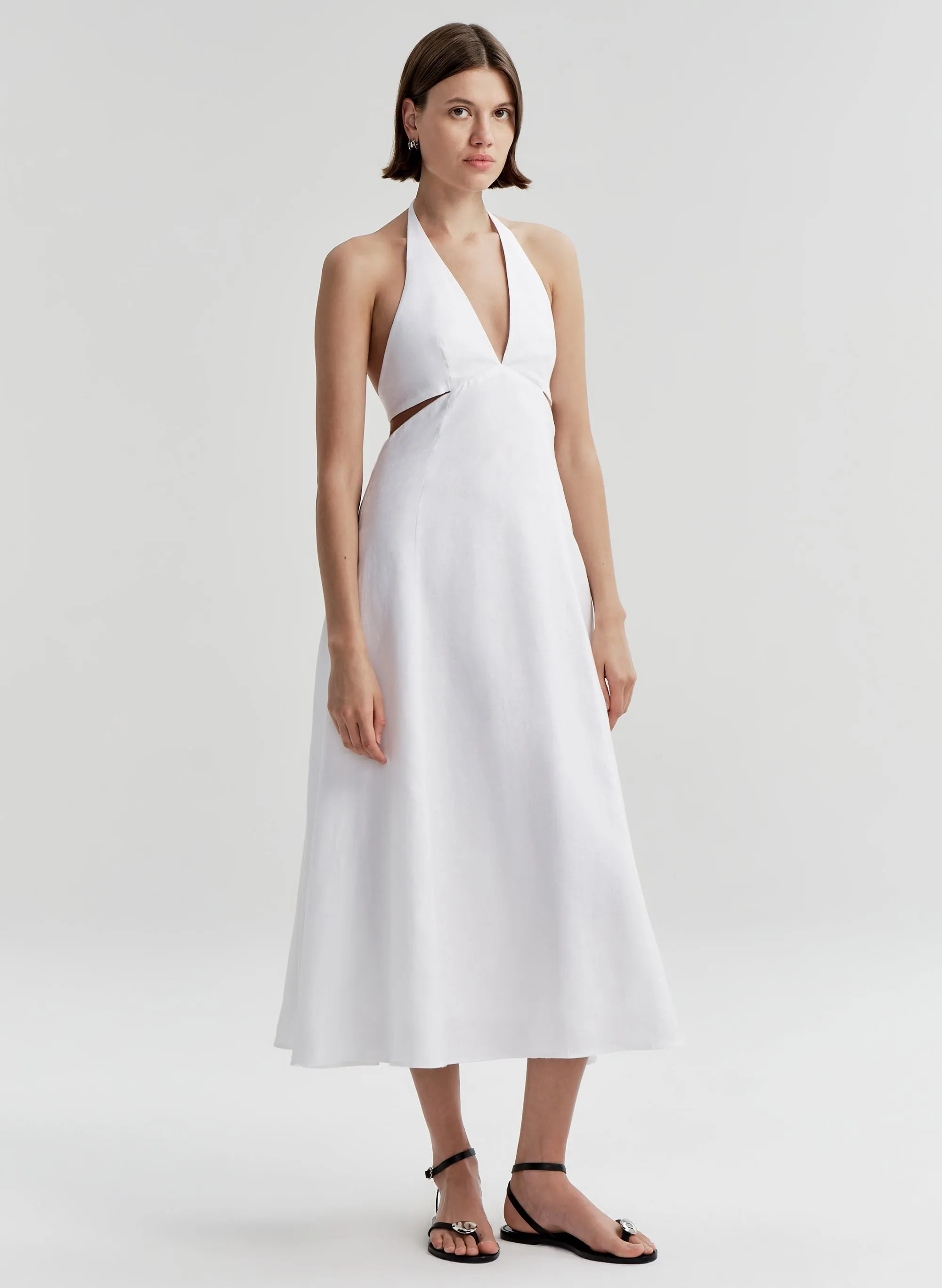 Evelena Tie-Back Linen Midi Dress sold by A.L.C. product image thumbnail 4