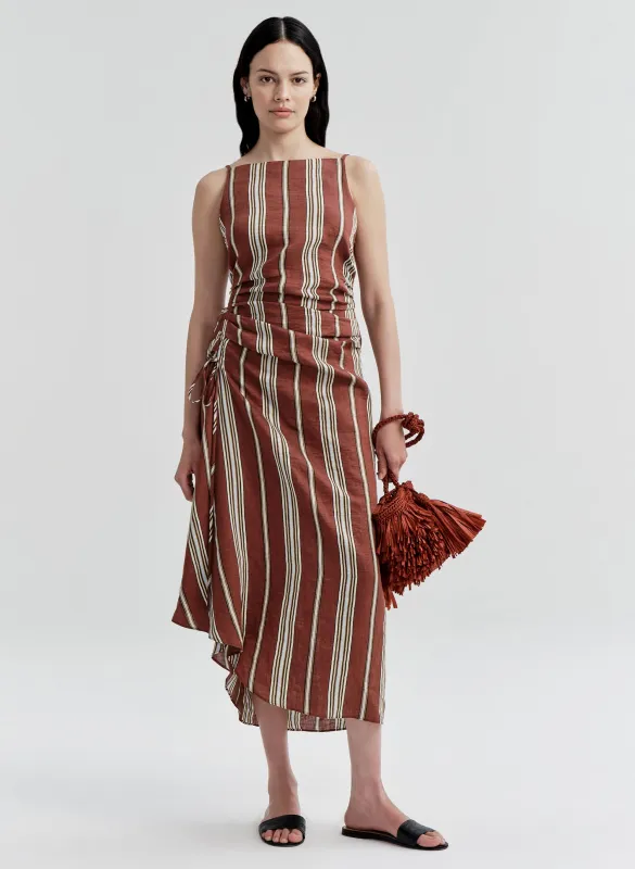 Naomi Striped Linen Midi Dress made by A.L.C.