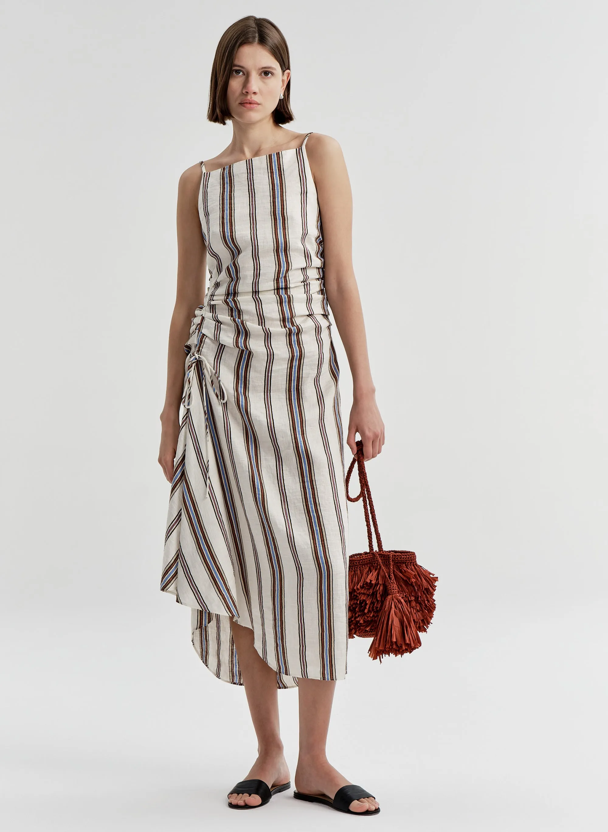 Naomi Striped Linen Midi Dress sold by A.L.C.