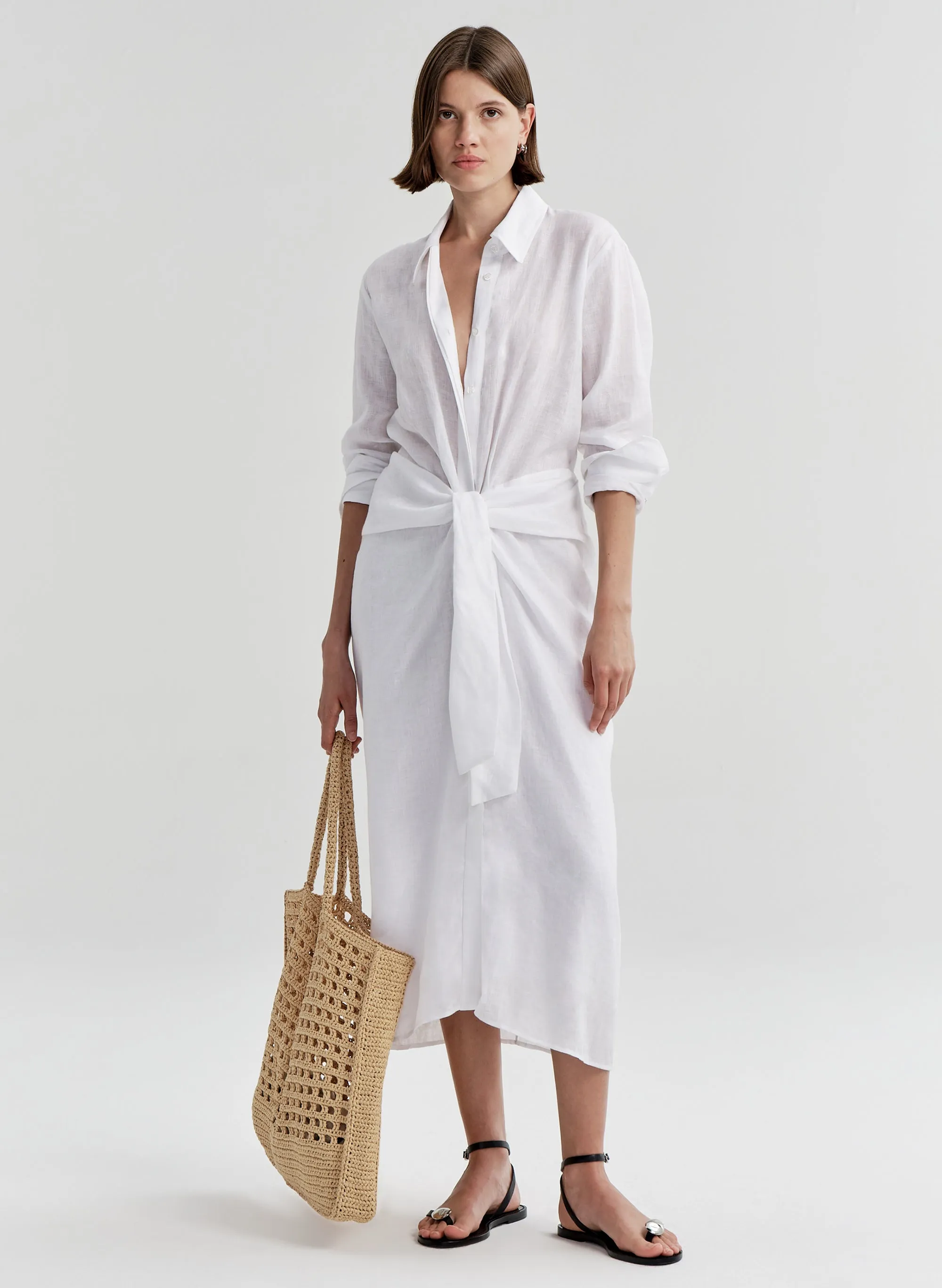 Mila Linen Midi Shirtdress sold by A.L.C.