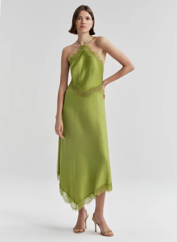 Lucia Satin and Lace Midi Dress made by A.L.C.