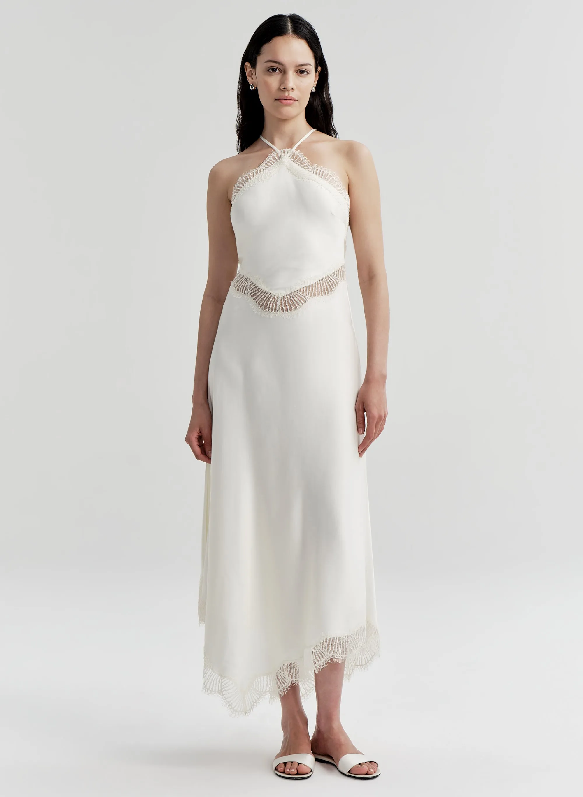 Lucia Satin and Lace Midi Dress sold by A.L.C.