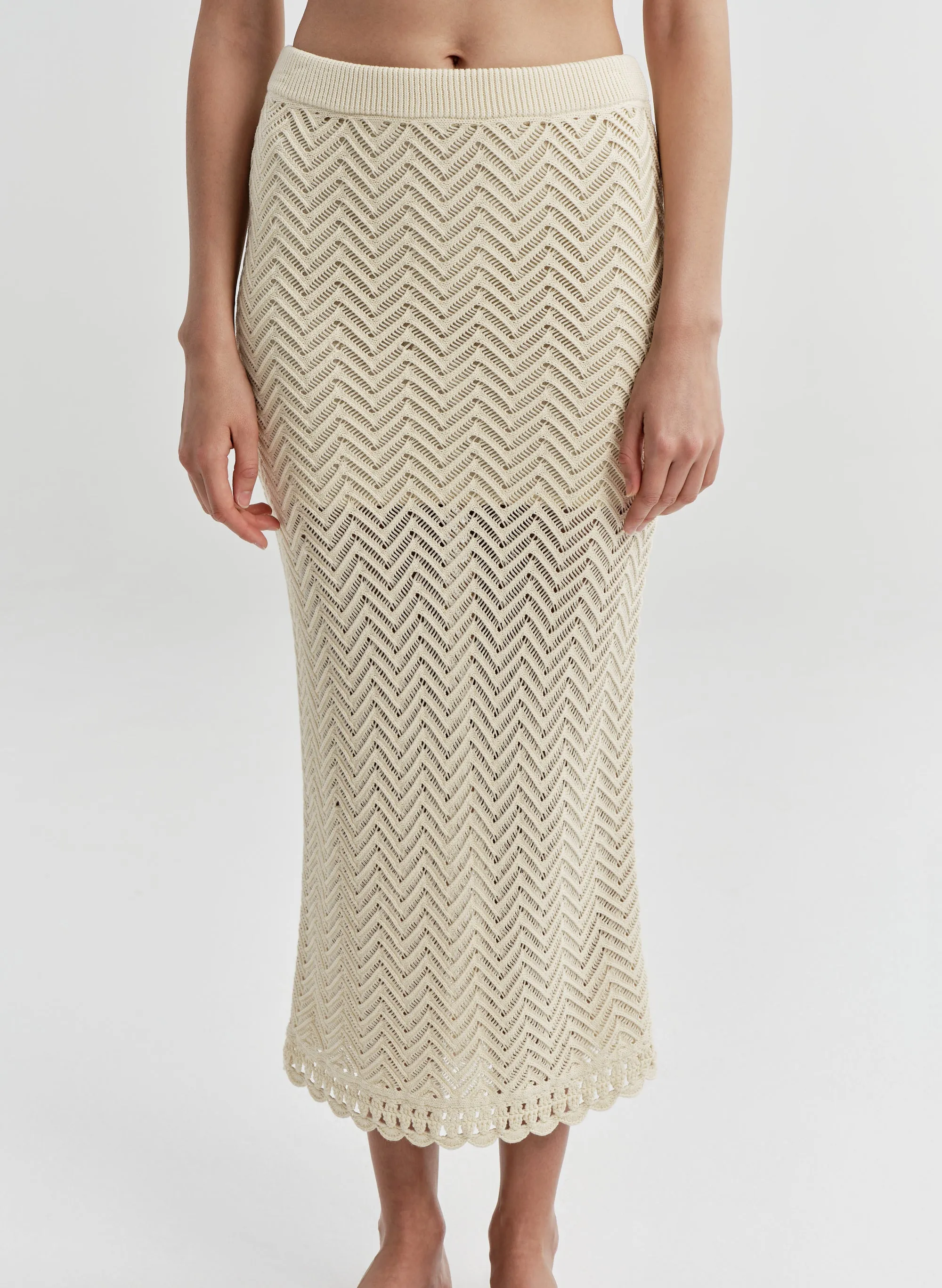 Siesta Cotton Crochet Knit Midi Skirt sold by A.L.C. product image thumbnail 2
