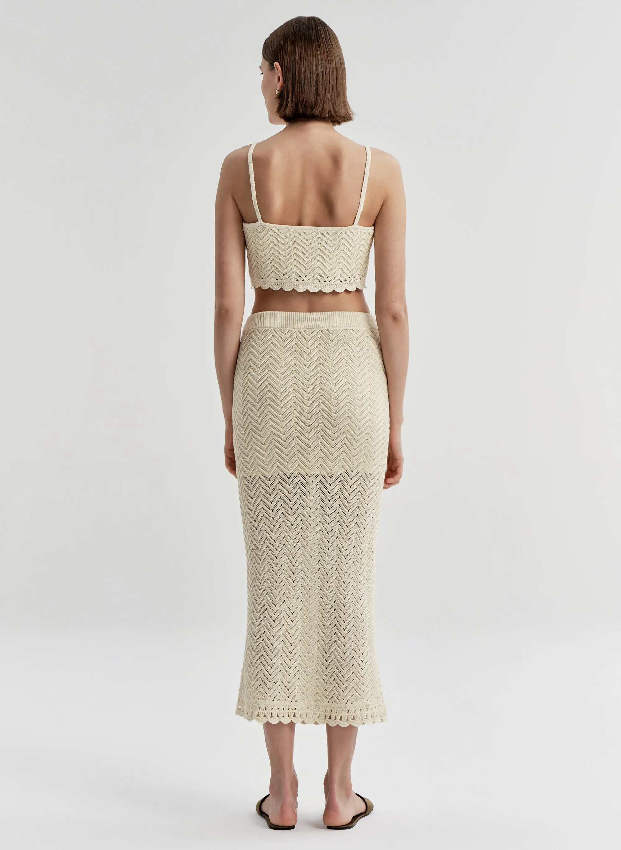 Siesta Cotton Crochet Knit Midi Skirt sold by A.L.C. product image thumbnail 5