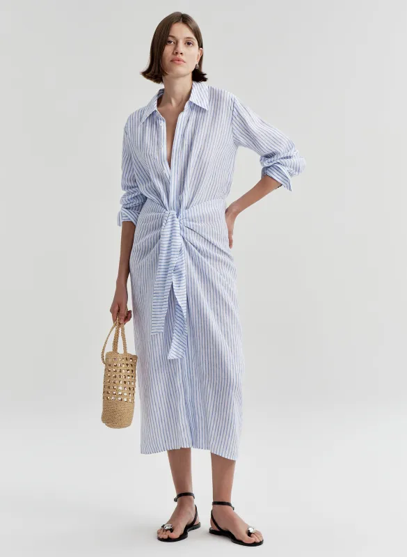 Mila Striped Linen Midi Dress made by A.L.C.