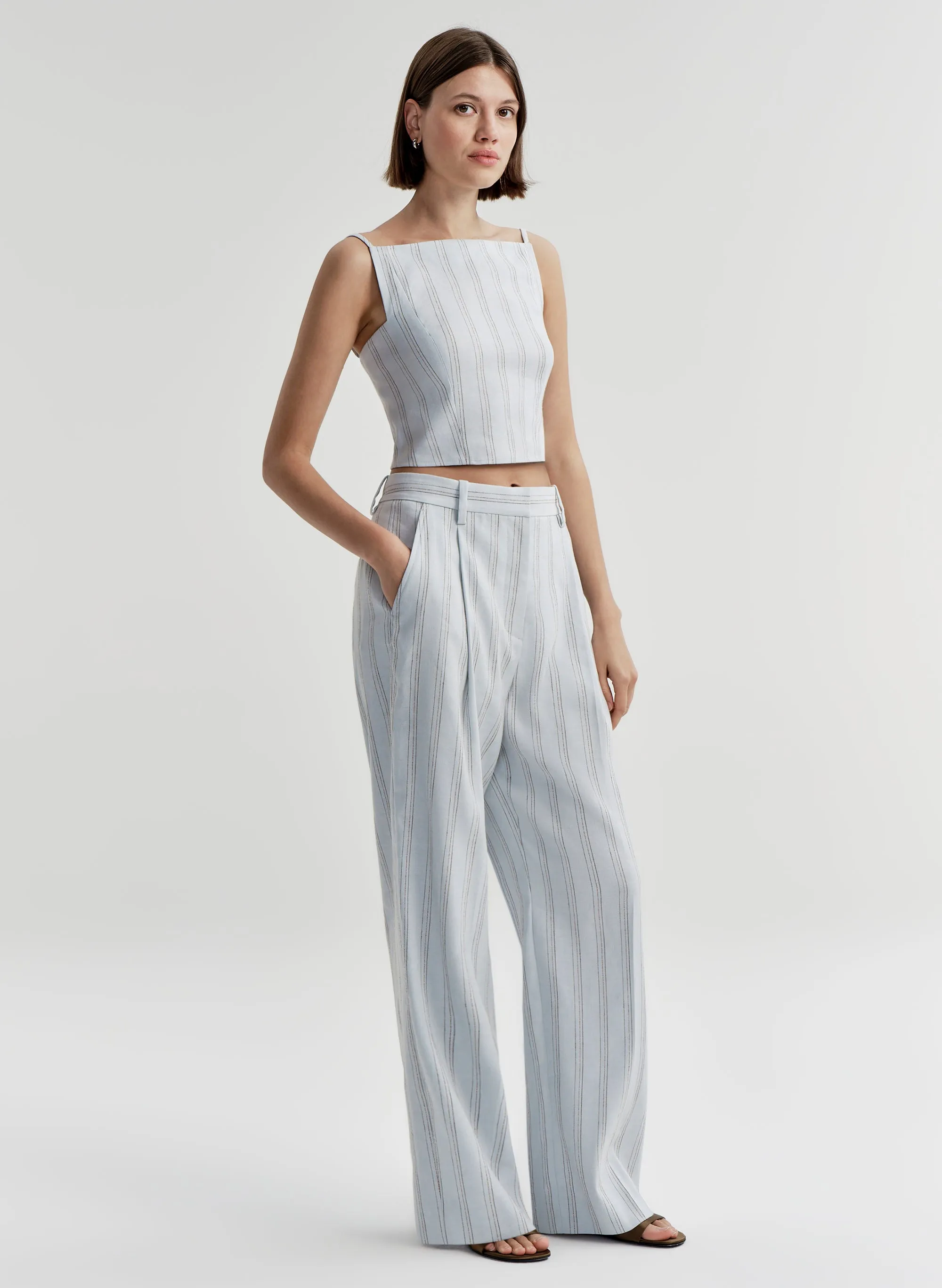 Elliott Linen Pinstripe Top sold by A.L.C. product image thumbnail 3