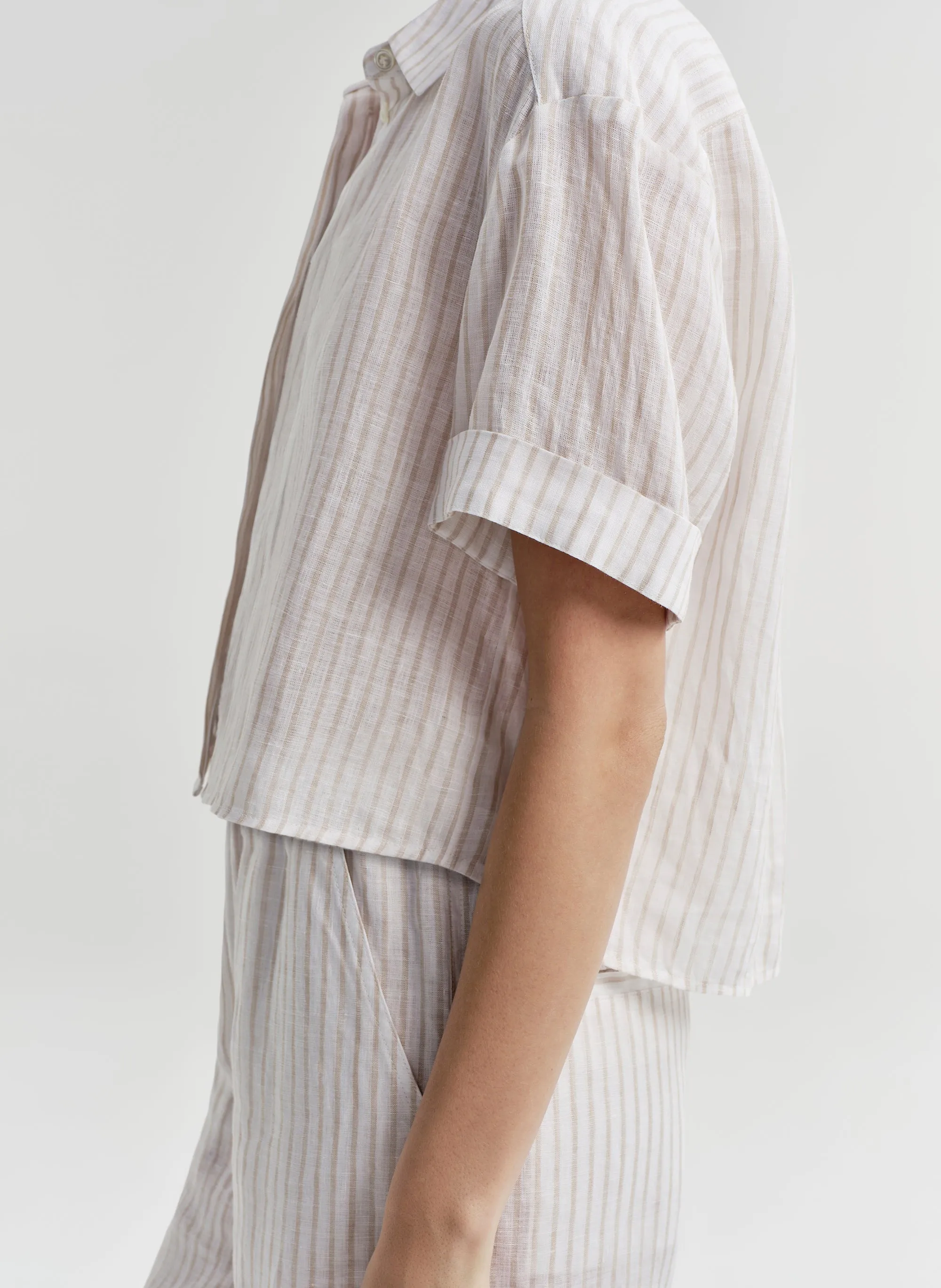Mel Short Sleeve Linen Striped Shirt sold by A.L.C. product image thumbnail 3
