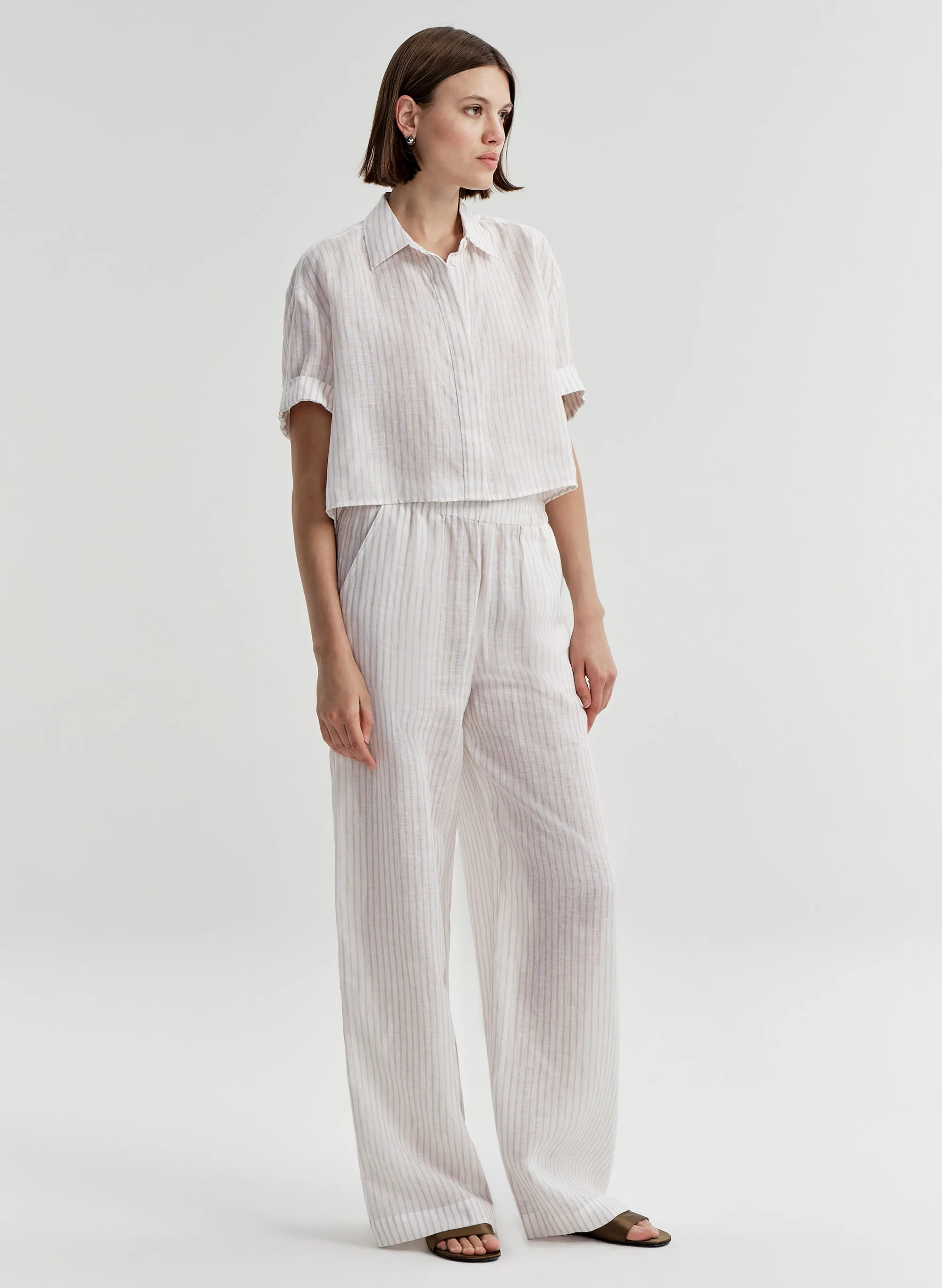Mel Short Sleeve Linen Striped Shirt sold by A.L.C. product image thumbnail 4